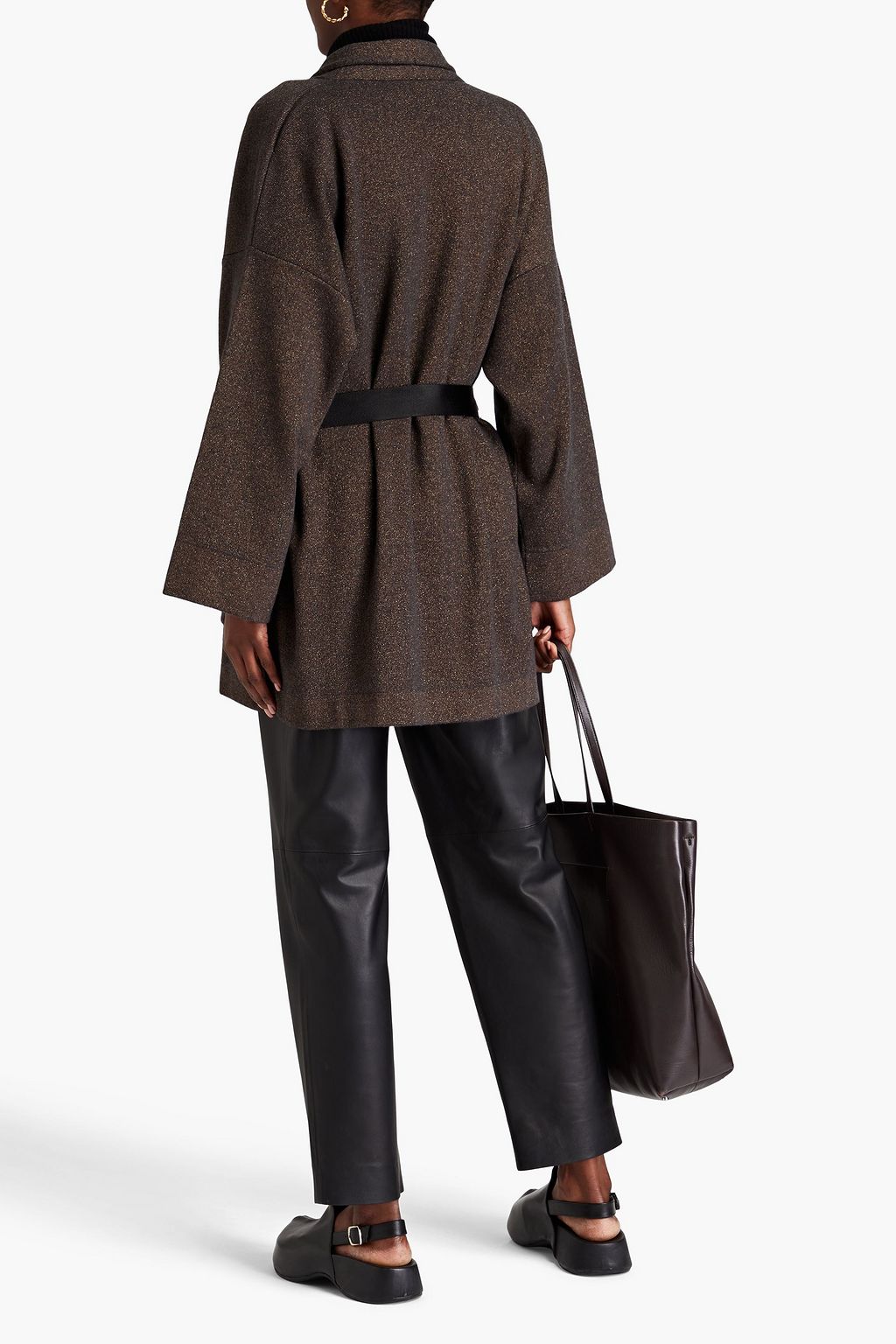 BRUNELLO CUCINELLI Cardigan aus einer Kaschmirmischung mit Metallic-Effekt und Gürtel