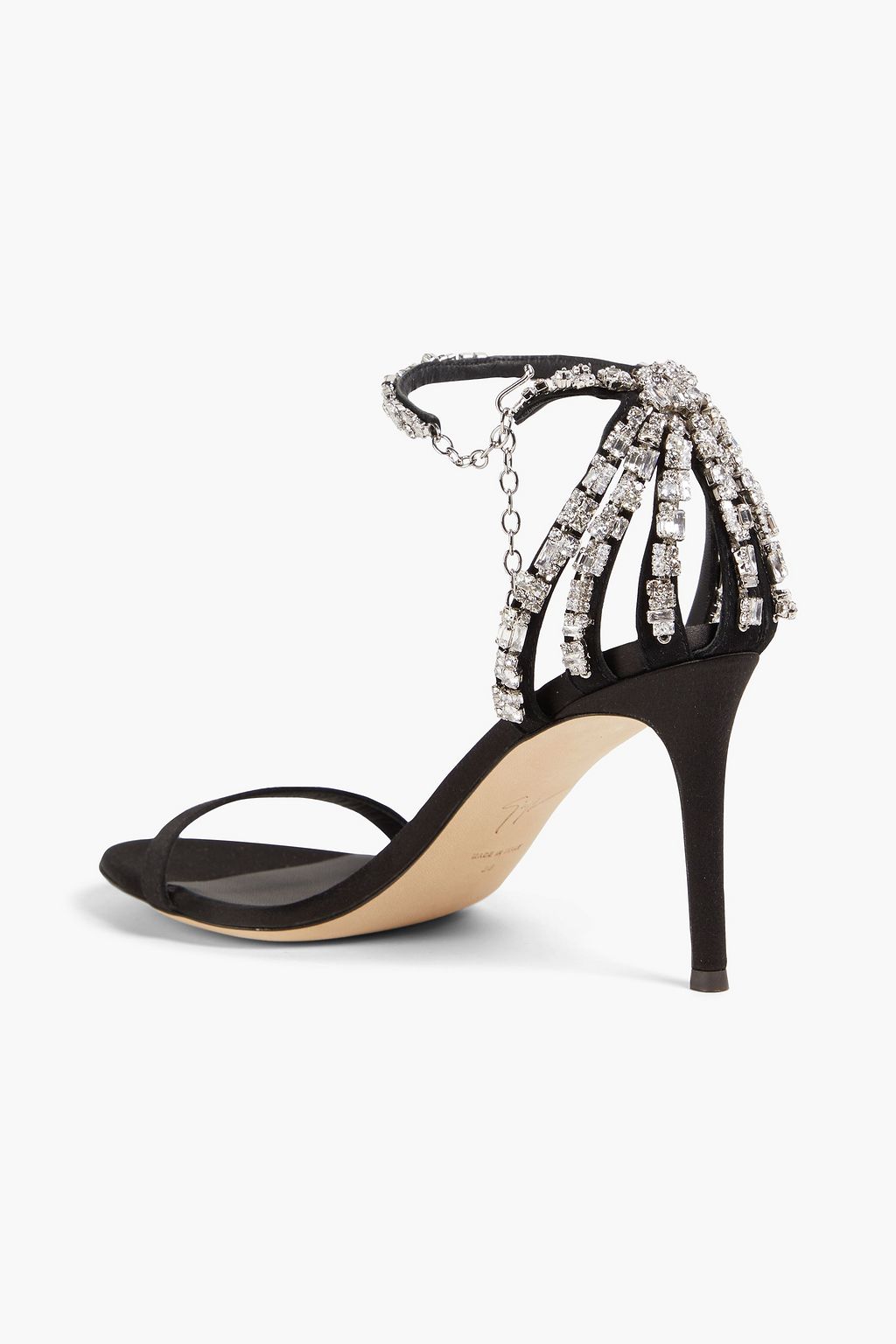 GIUSEPPE ZANOTTI Basic 85 Sandalen aus Satin mit Kristallverzierung