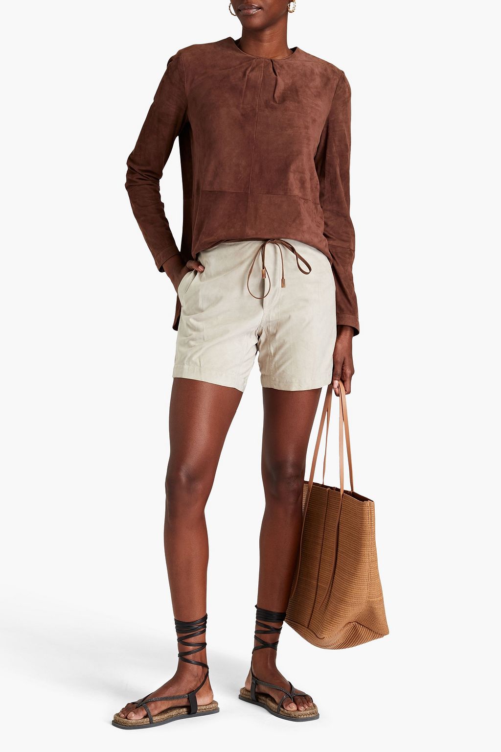 BRUNELLO CUCINELLI スエード ショートパンツ レースアップ