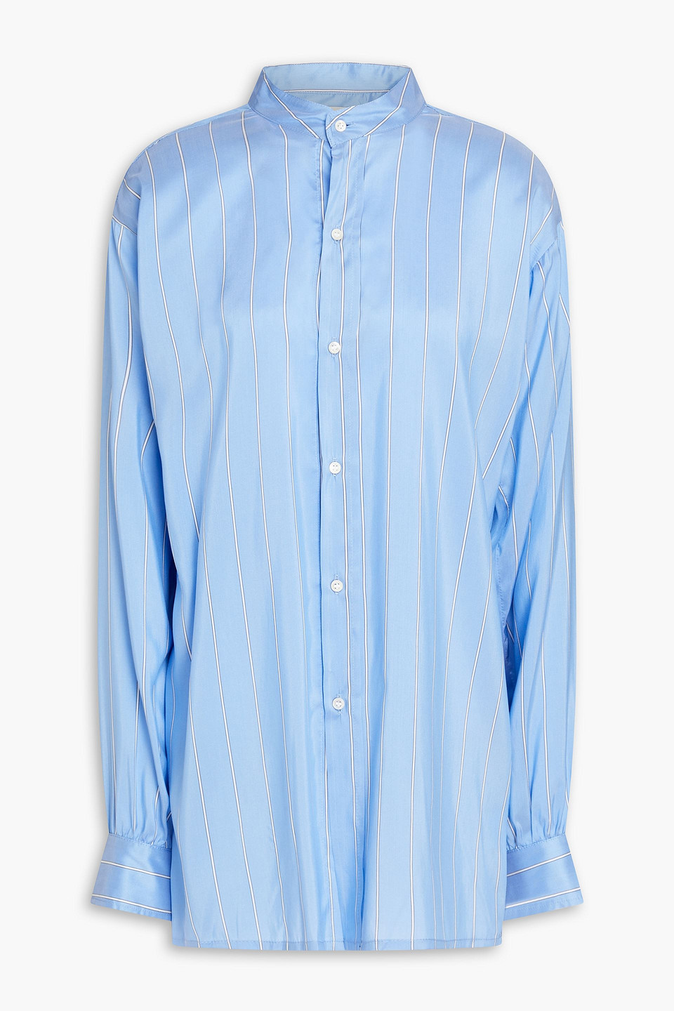 Le Kasha X Nadine Strittmatter Henryl Organic-silk Shirt In Light Blue