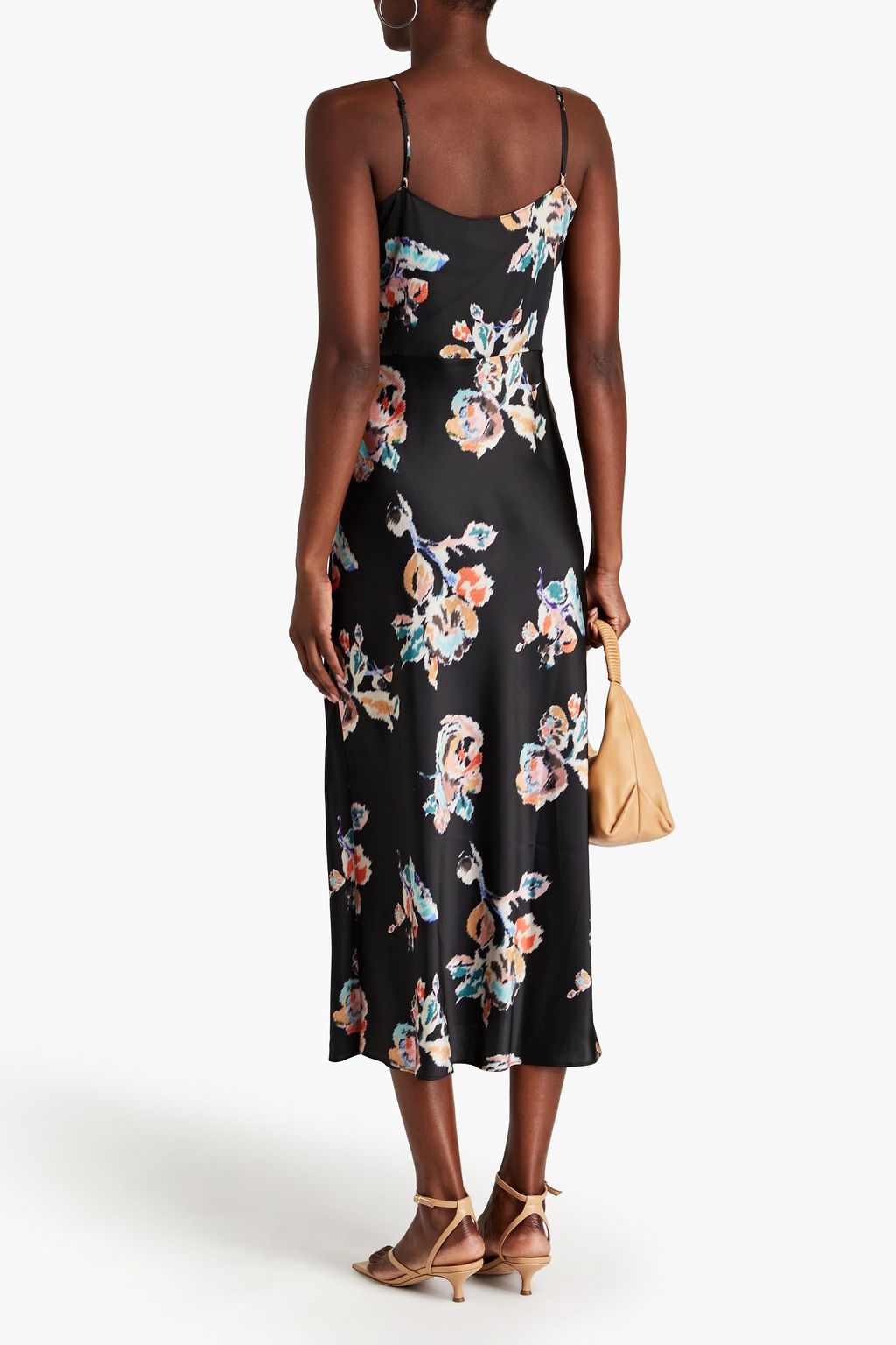 VINCE. Draped floral-print satin maxi dress