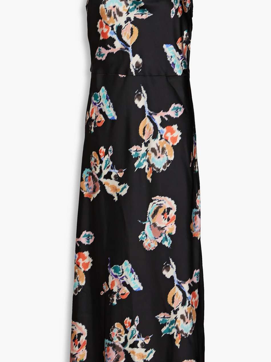 draped floral-print satin maxi dress