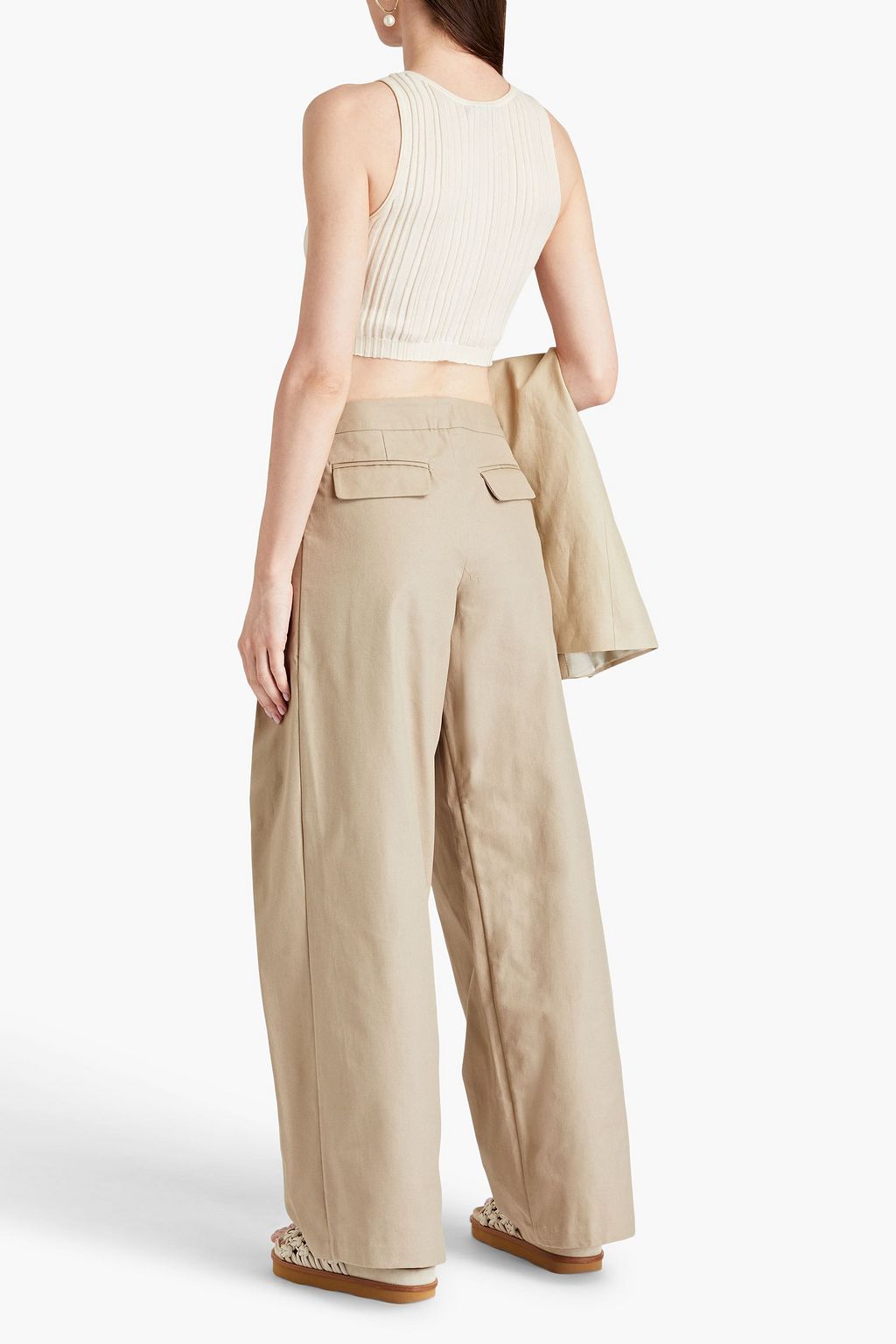 LE KASHA Rum pleated cotton-twill wide-leg pants