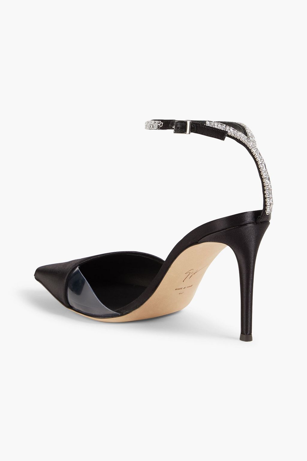 GIUSEPPE ZANOTTI Crystal-embellished PVC and satin pumps