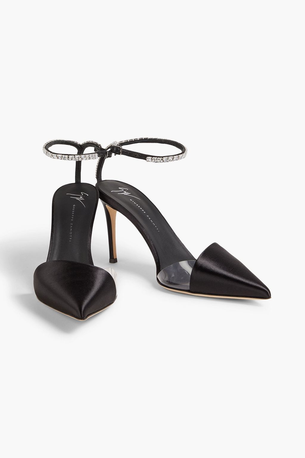 GIUSEPPE ZANOTTI Crystal-embellished PVC and satin pumps