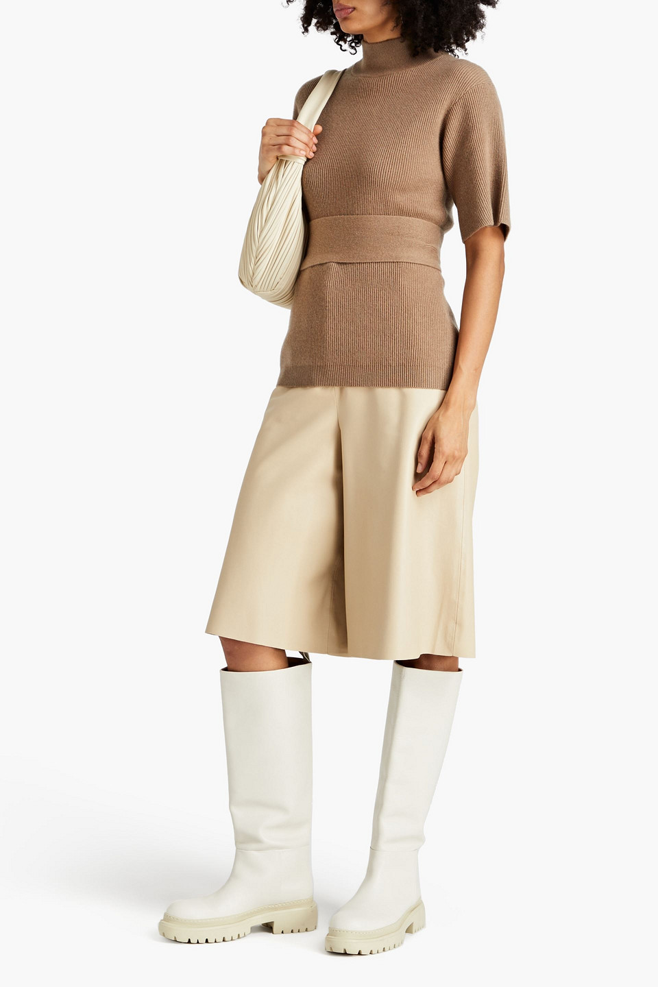  Brunello Cucinelli - Ribbed Cashmere Turtleneck Top - Neutral - M 