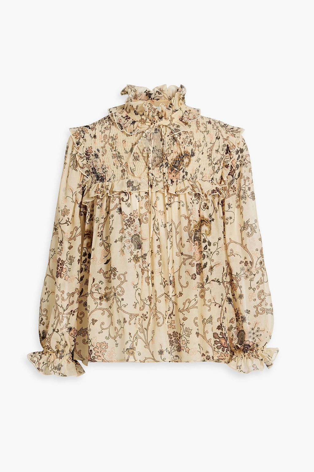 ETRO Ruffled printed silk and wool-blend blouse | THE OUTNET