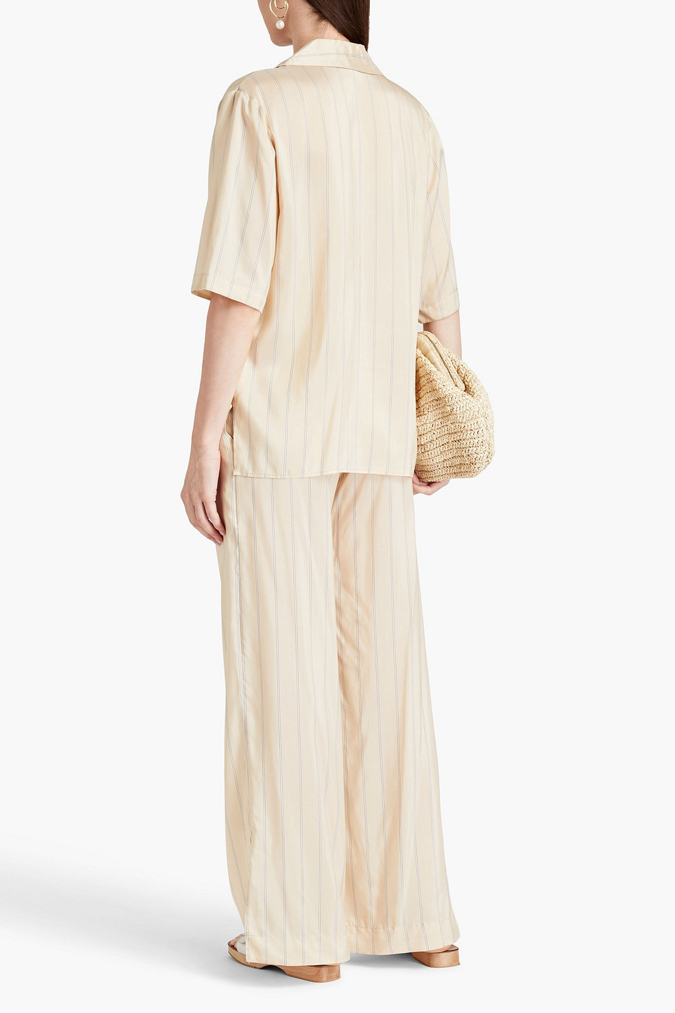 Le Kasha Nadine Menerbe Striped Silk Shirt In Cream