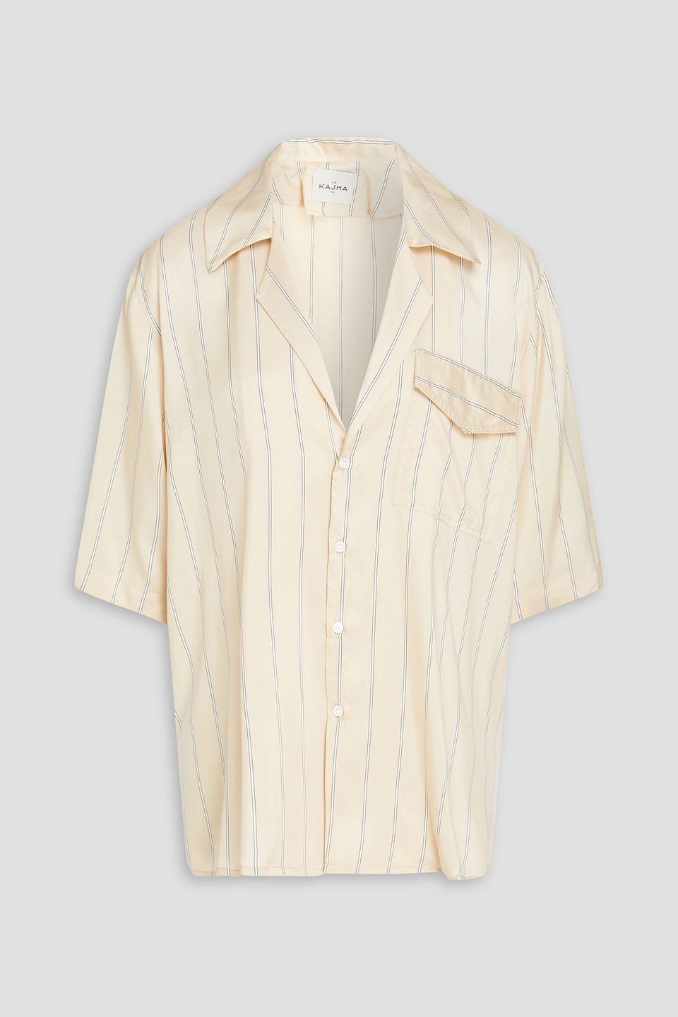 Le Kasha Nadine Menerbe Striped Silk Shirt In Cream