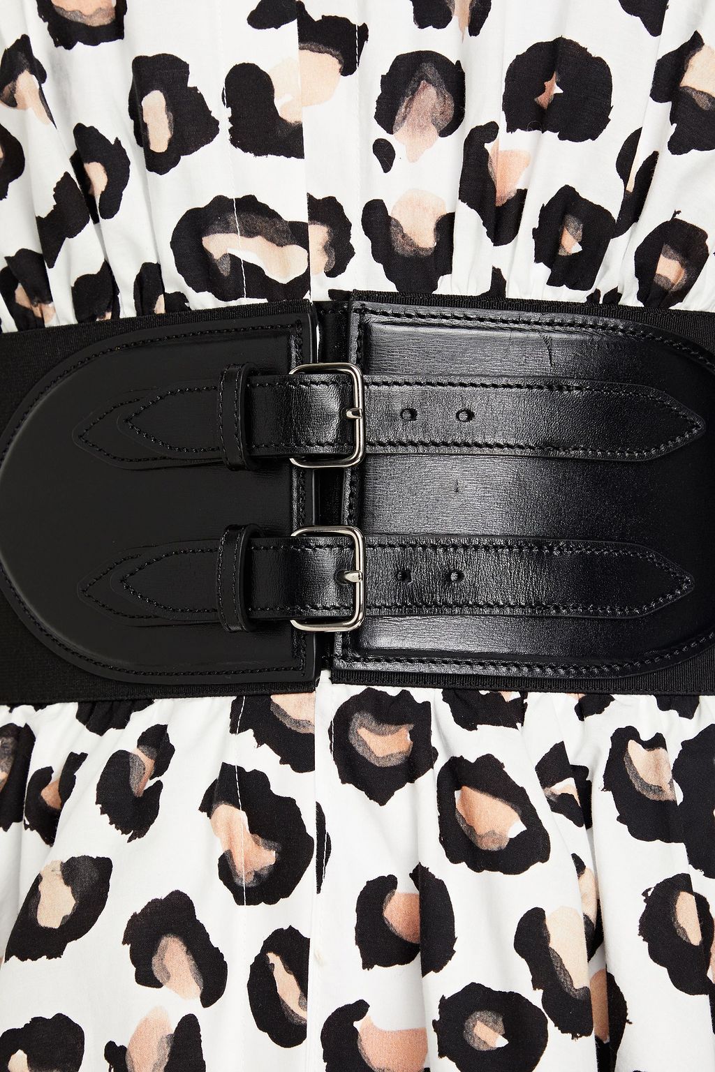 ALAÏA コットンポプリン ミニワンピース ベルト付き レザートリム