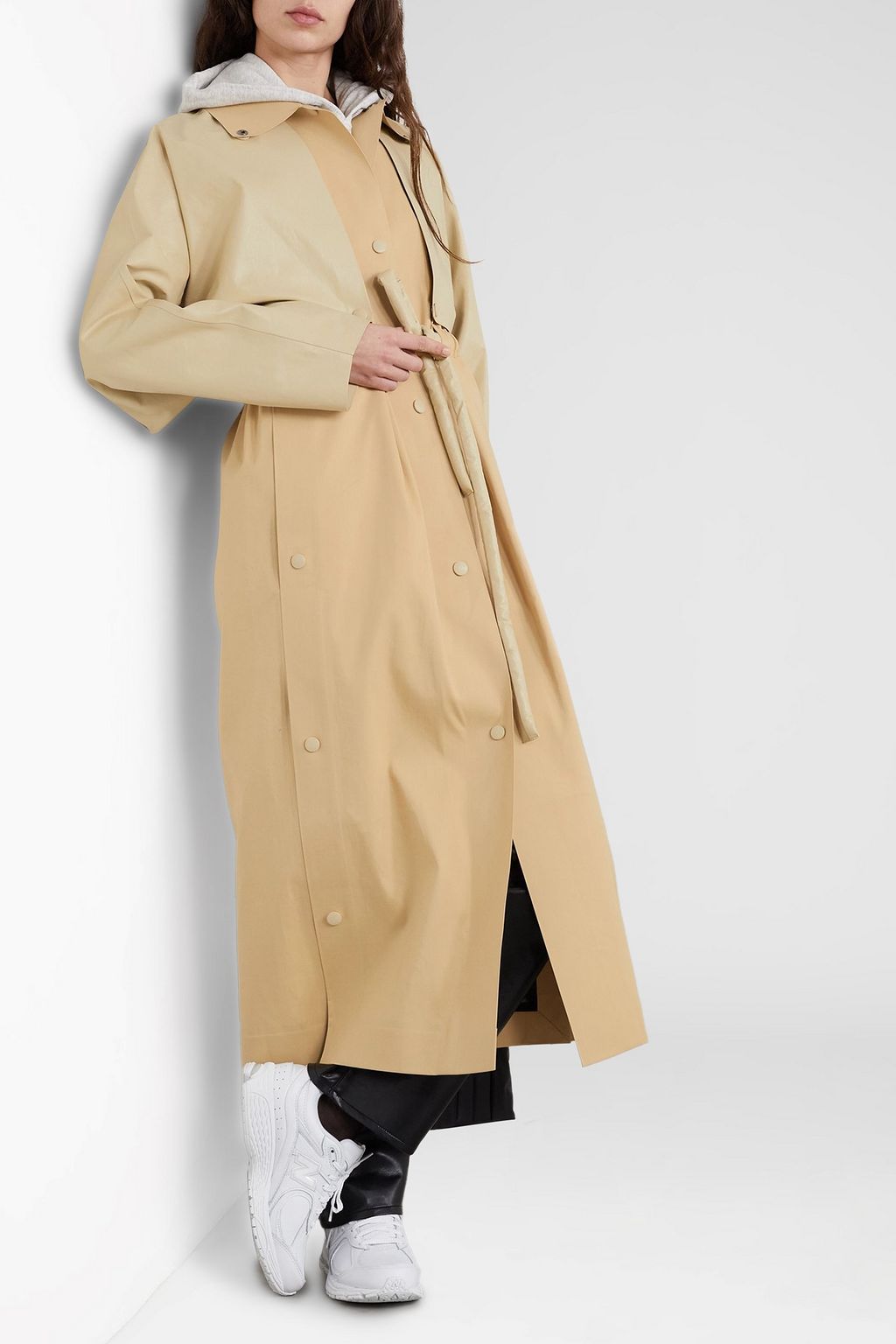 KASSL EDITIONS Oil convertible belted coated cotton-blend trench coat
