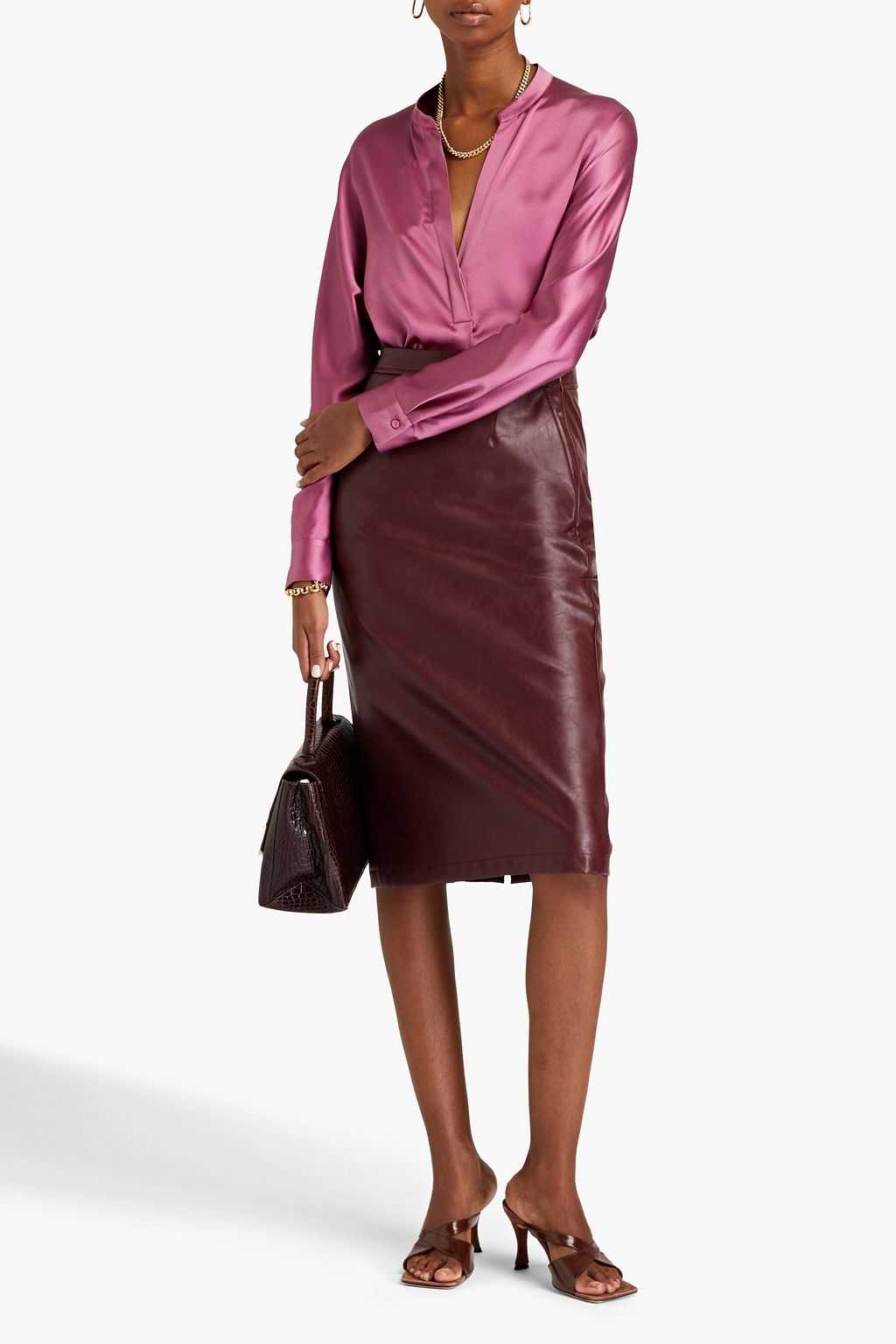VINCE. Silk-satin blouse