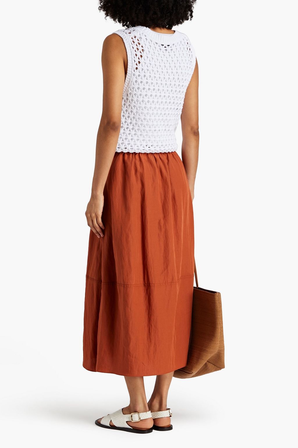 VINCE. Lyocell-blend midi skirt