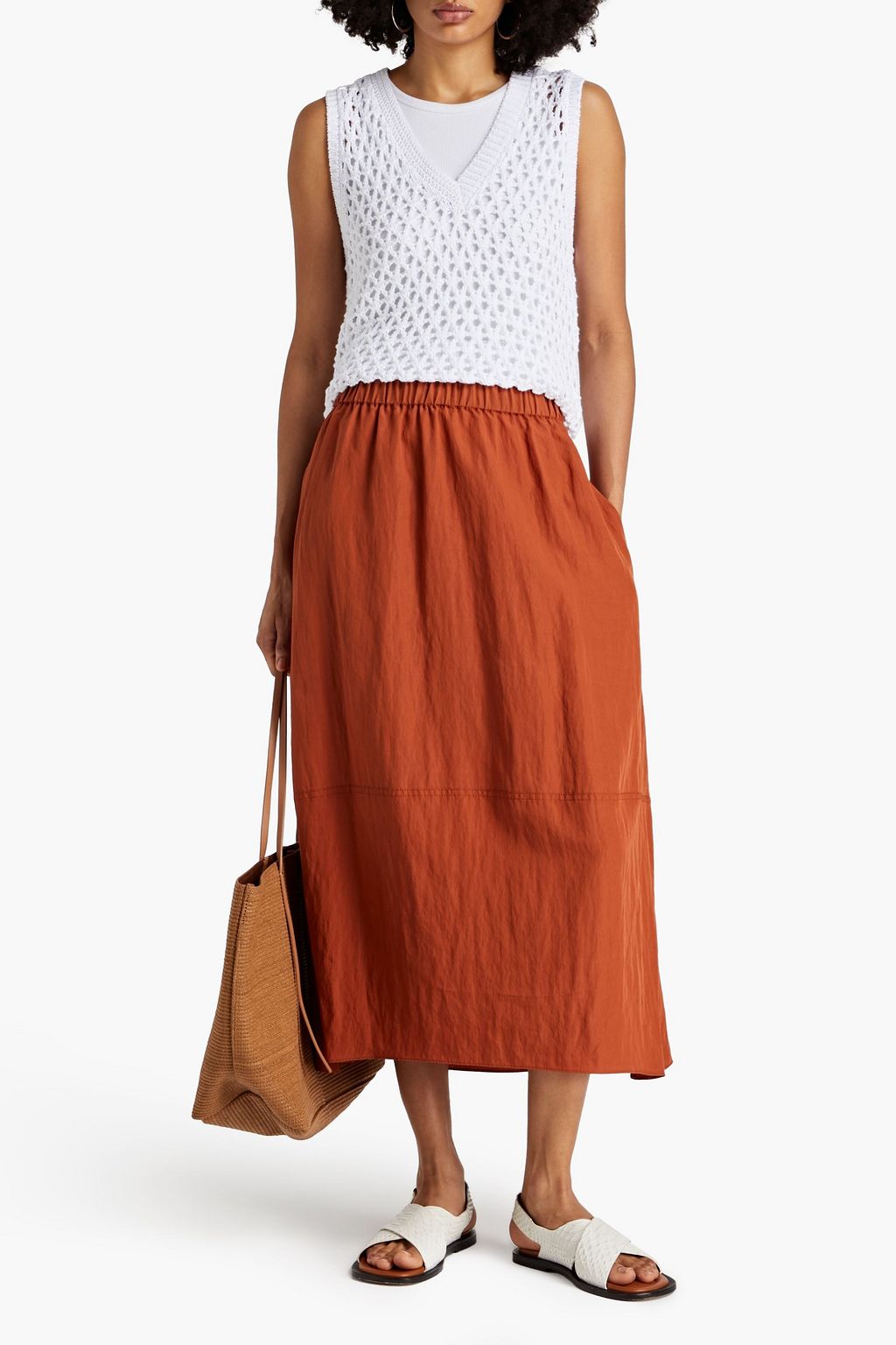 VINCE. Lyocell-blend midi skirt