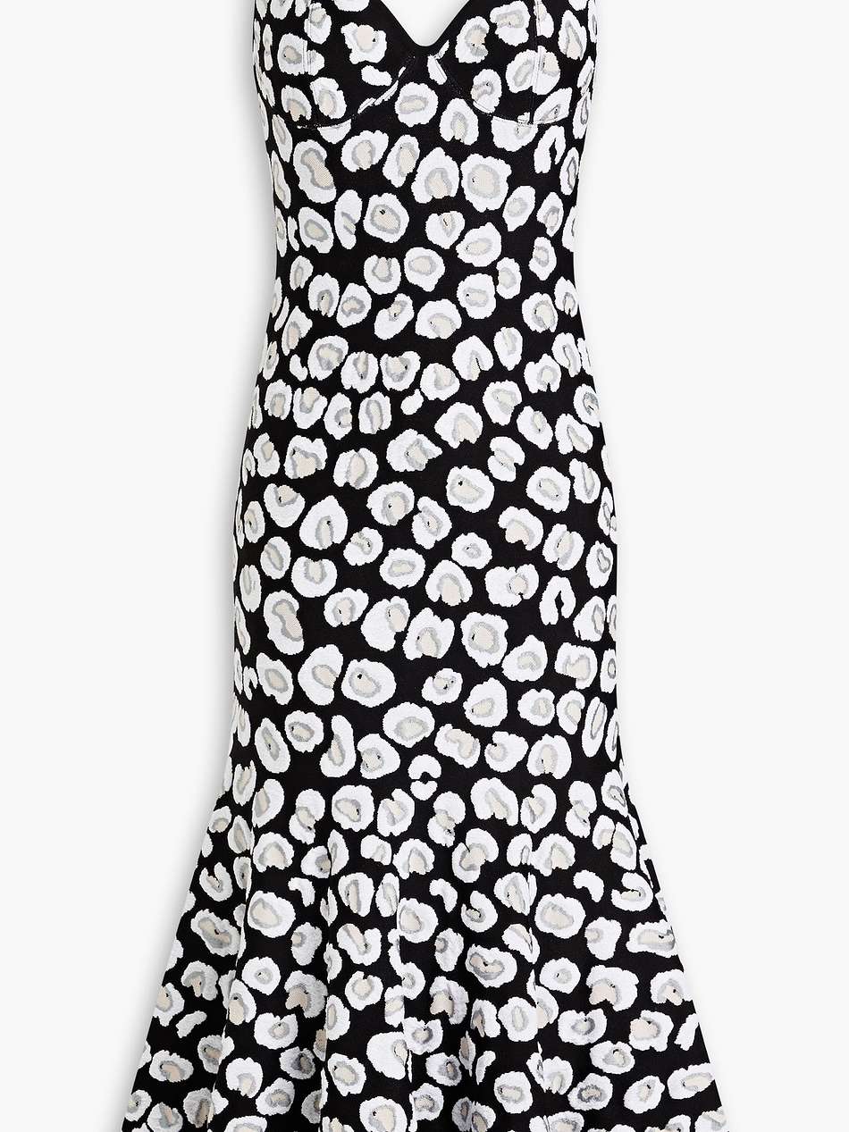 leopard jacquard-knit midi dress