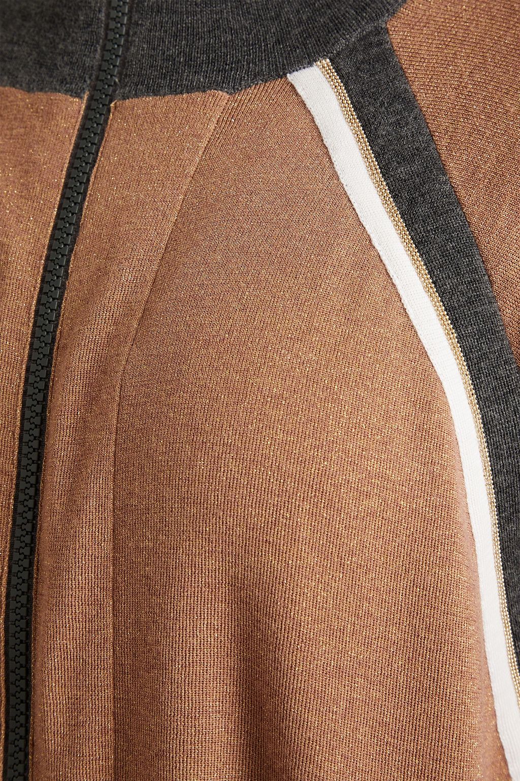 BRUNELLO CUCINELLI Bead-embellished metallic cashmere-blend zip-up cardigan