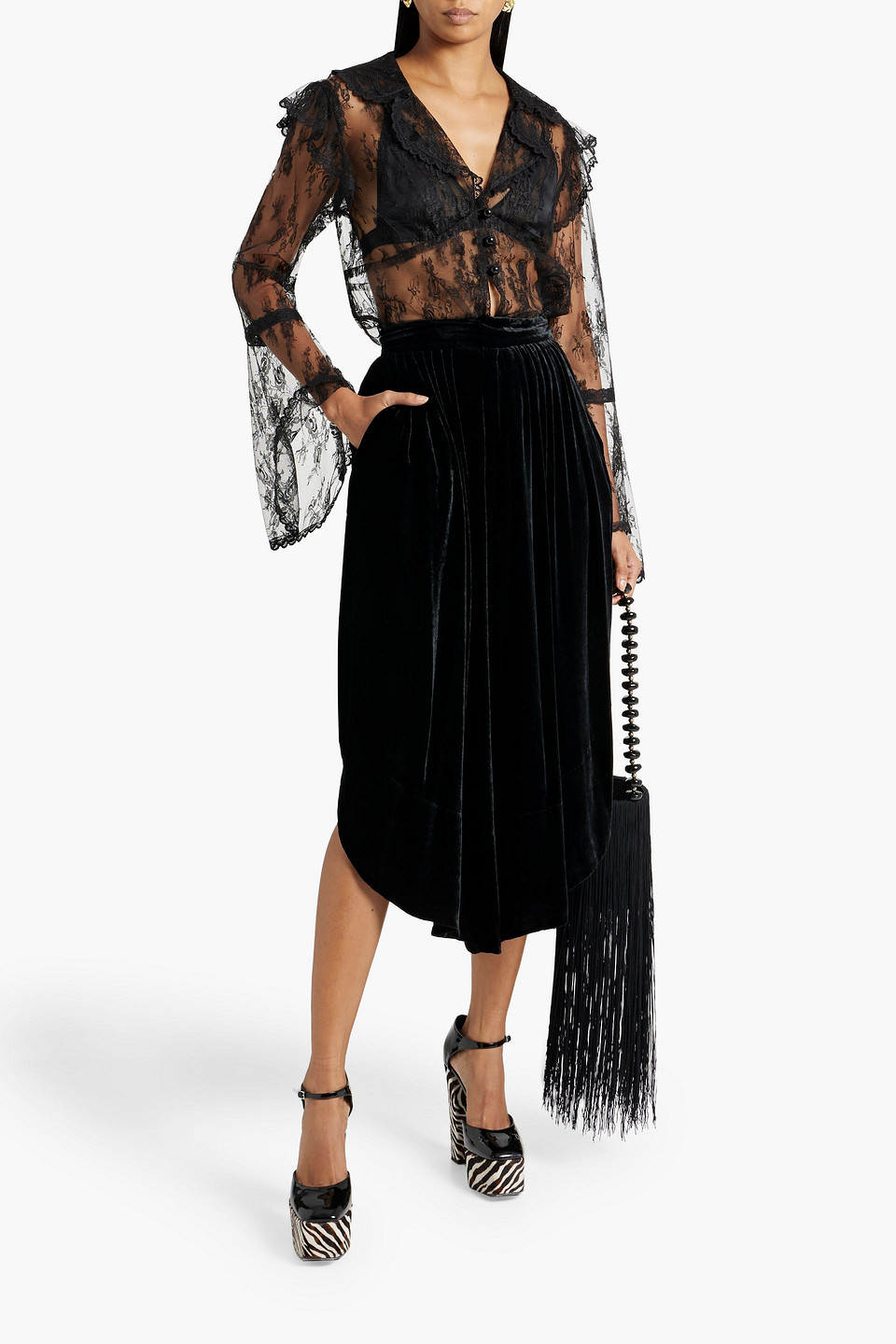 Shop Etro Velvet Culottes In Black