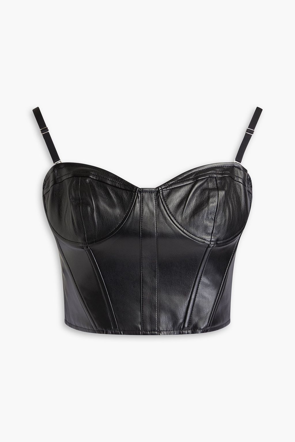 CAMI NYC Elloise cropped faux stretch-leather bustier top