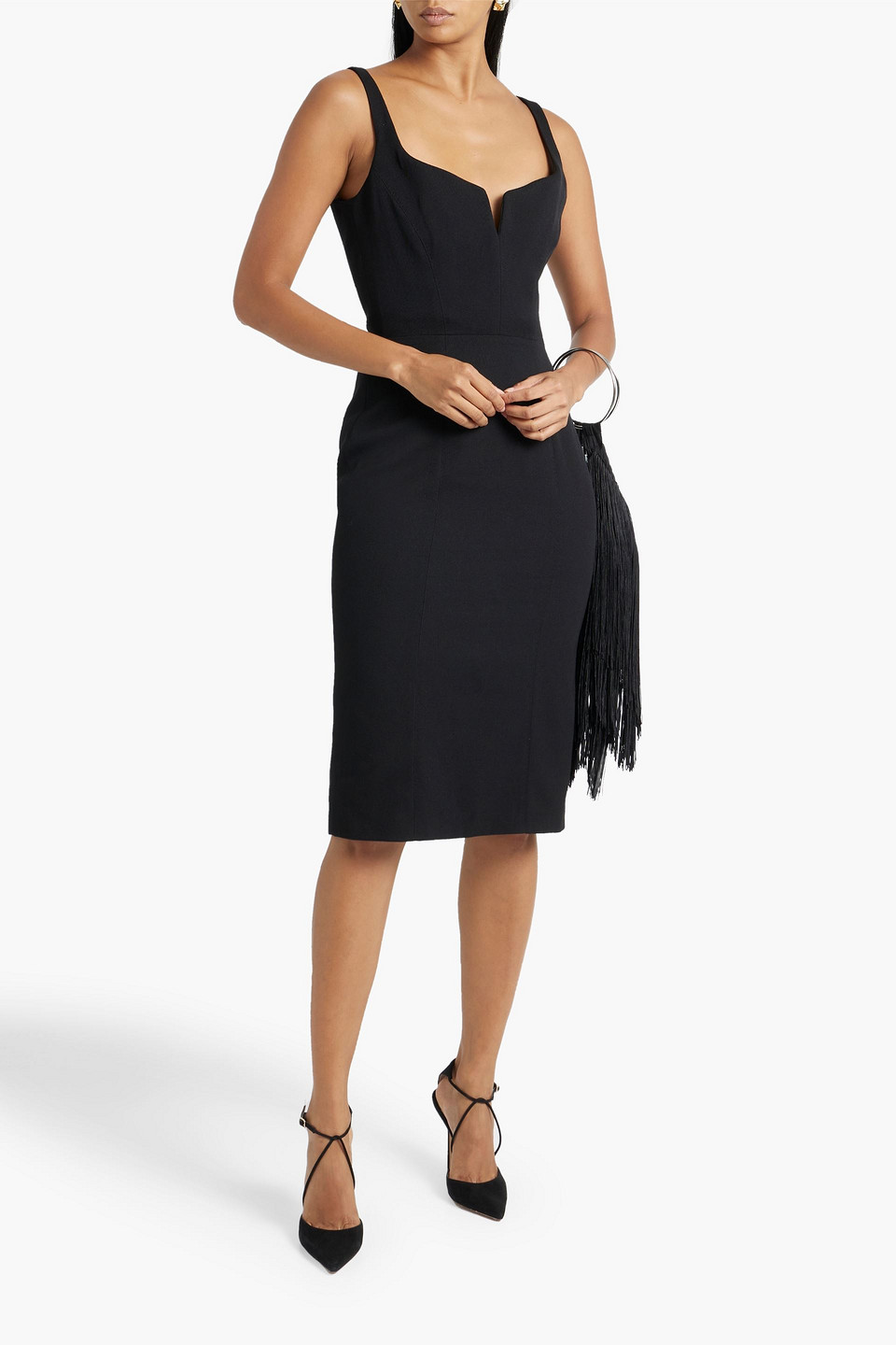 Shop Etro Wool-twill Dress In Black