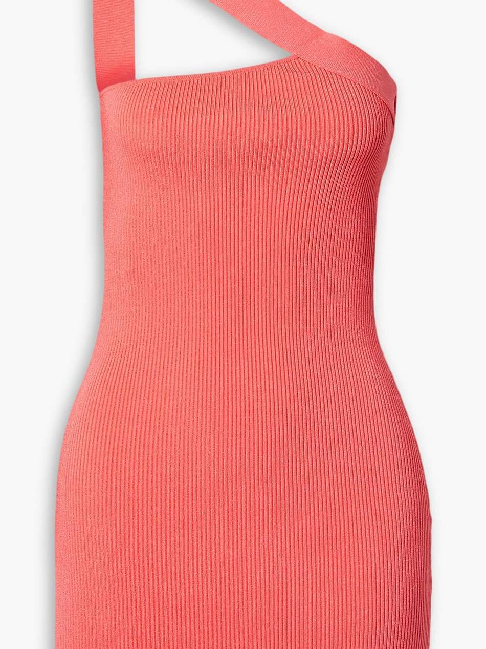 soria one-shoulder ribbed-knit mini dress
