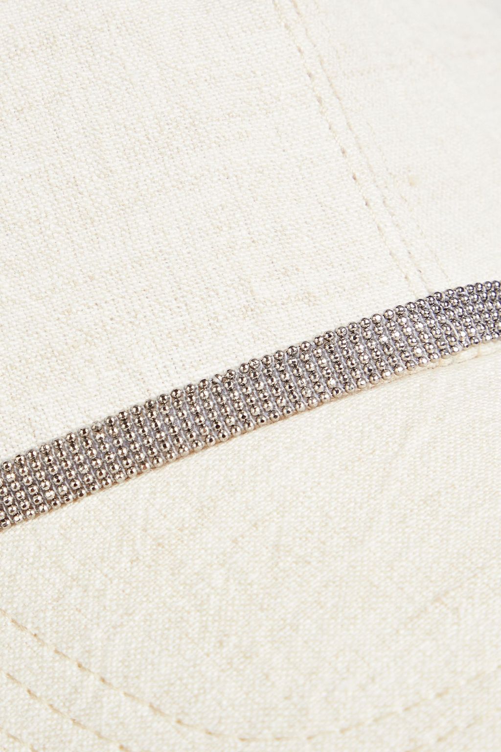 BRUNELLO CUCINELLI Bead-embellished linen and suede cap