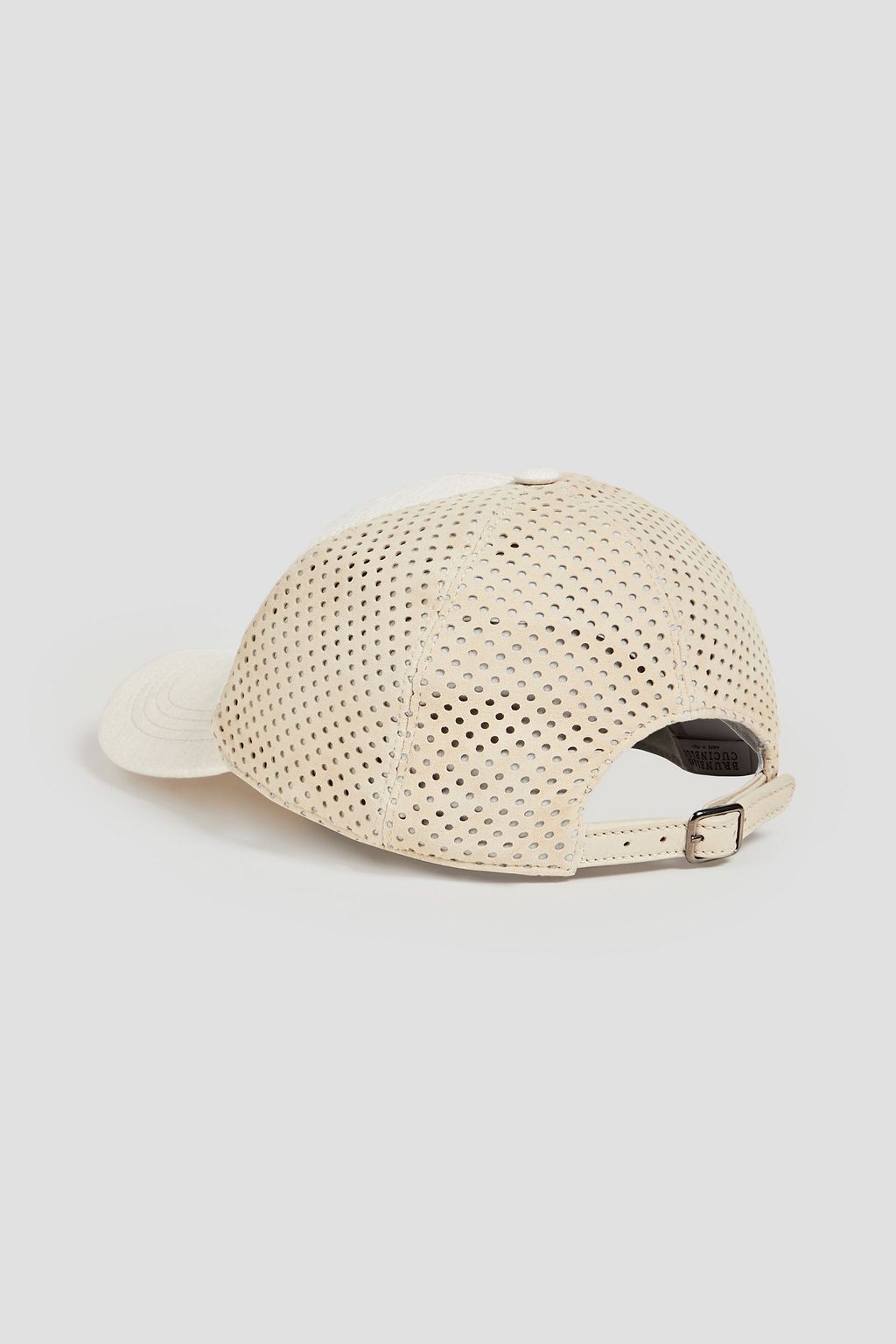 BRUNELLO CUCINELLI Bead-embellished linen and suede cap