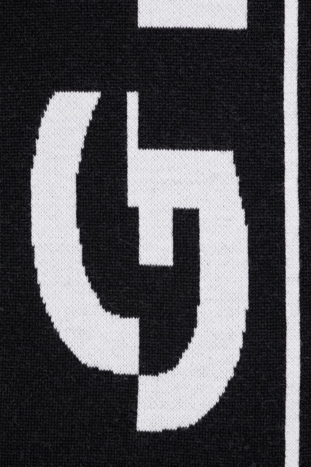 GIVENCHY Reversible frayed jacquard-knit wool scarf