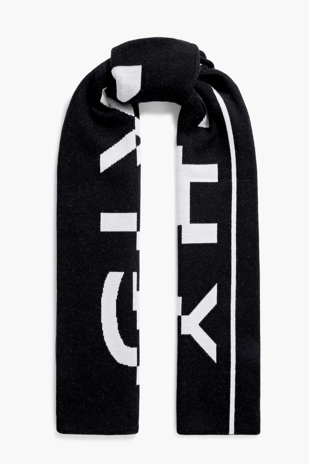 GIVENCHY Reversible frayed jacquard-knit wool scarf