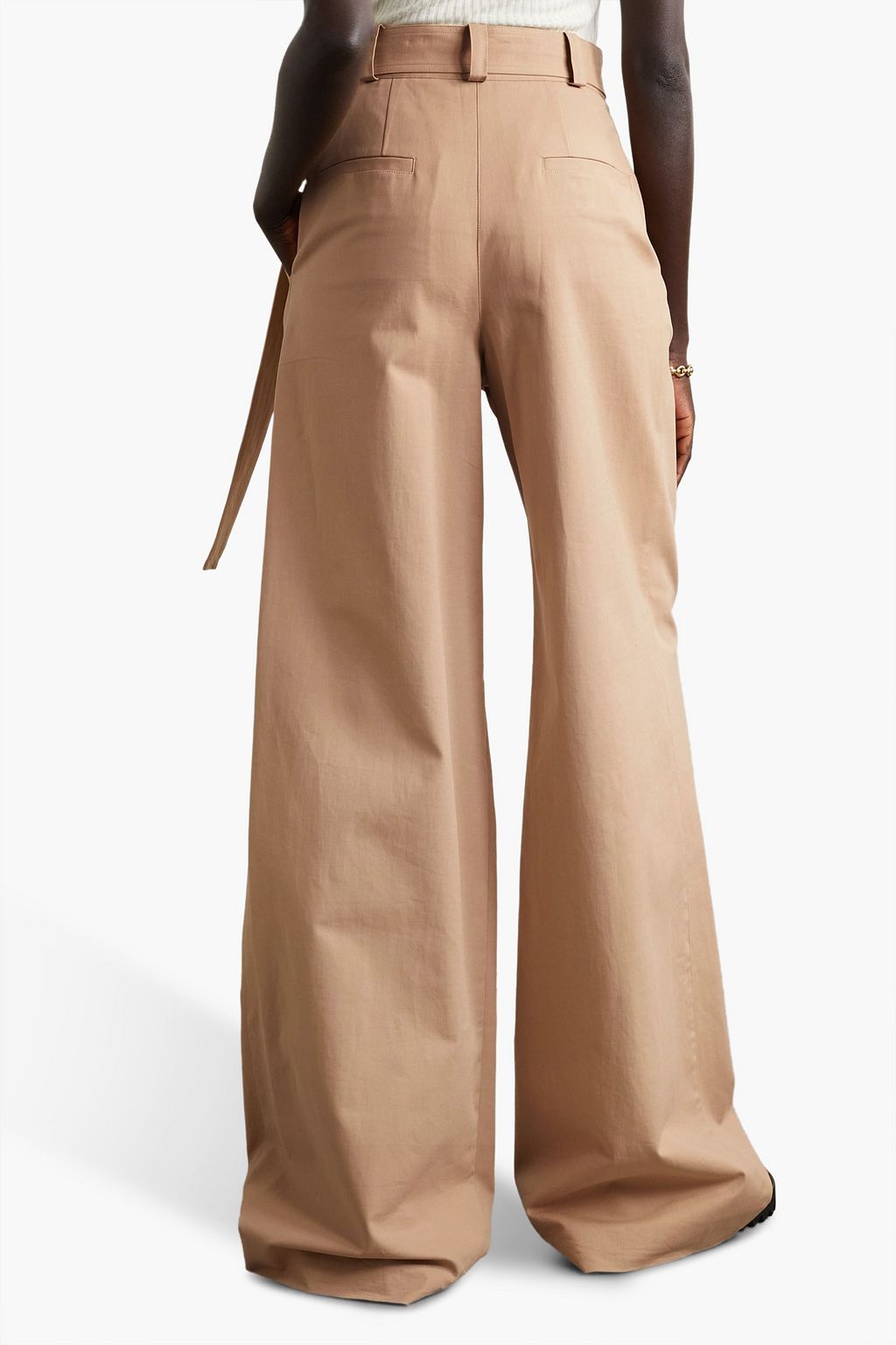 ULLA JOHNSON Nico belted pleated cotton wide-leg pants