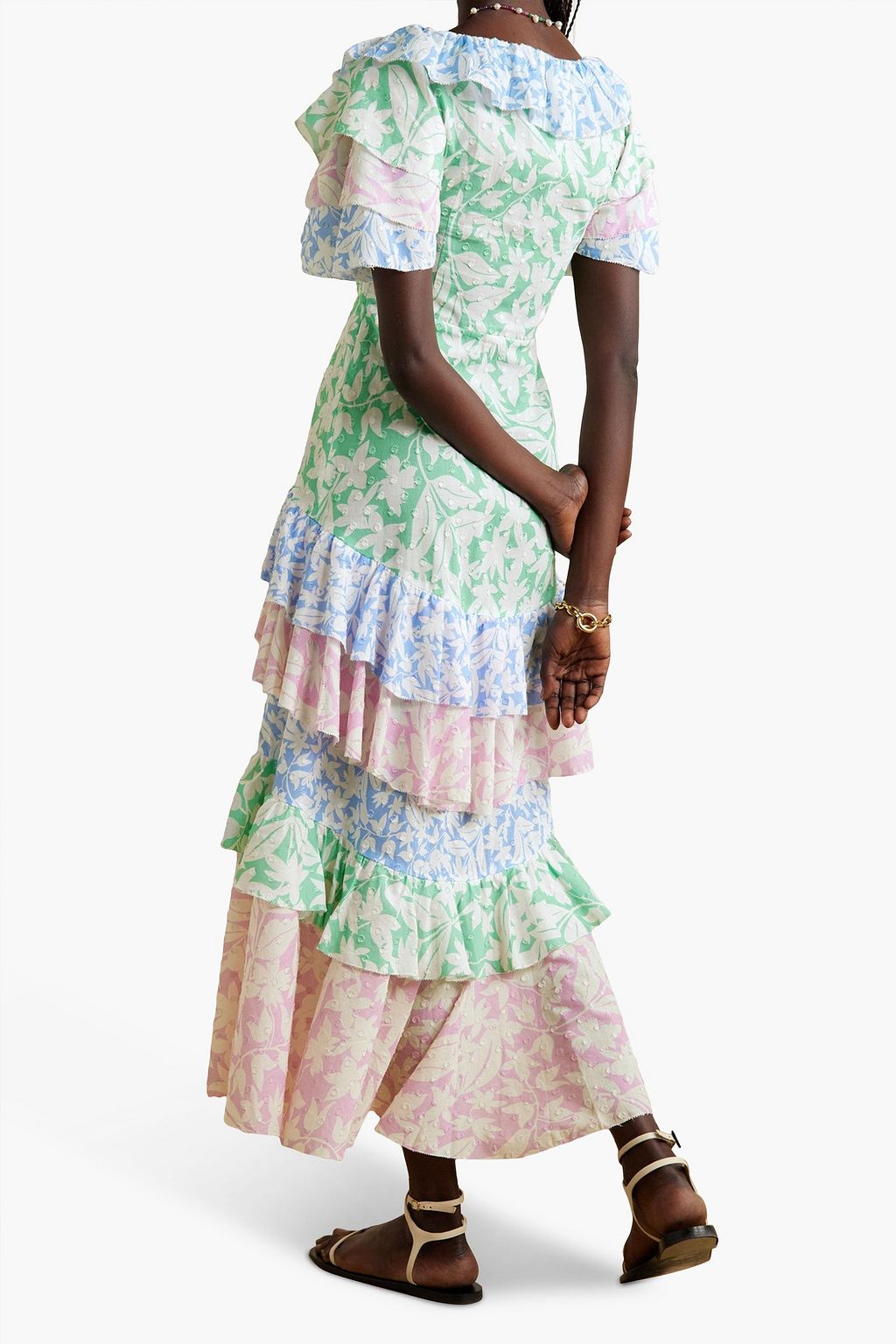 RIXO Benita ruffled floral-print fil coupé cotton-voile maxi dress