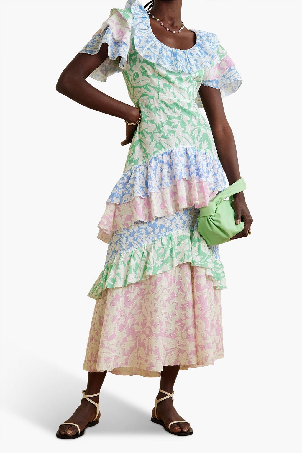 RIXO Benita ruffled floral-print fil coupé cotton-voile maxi dress