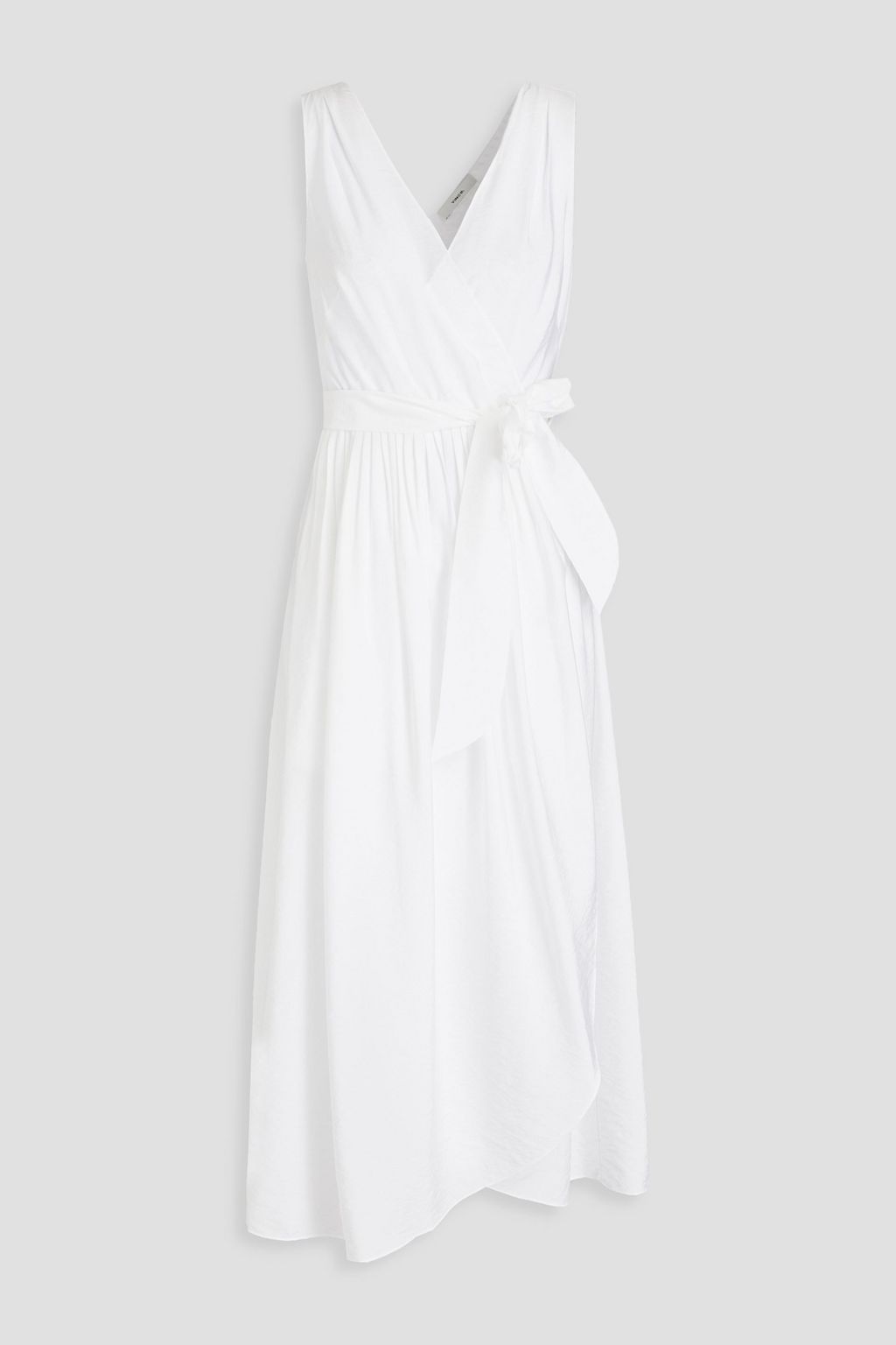 VINCE. Pleated poplin midi wrap dress THE OUTNET