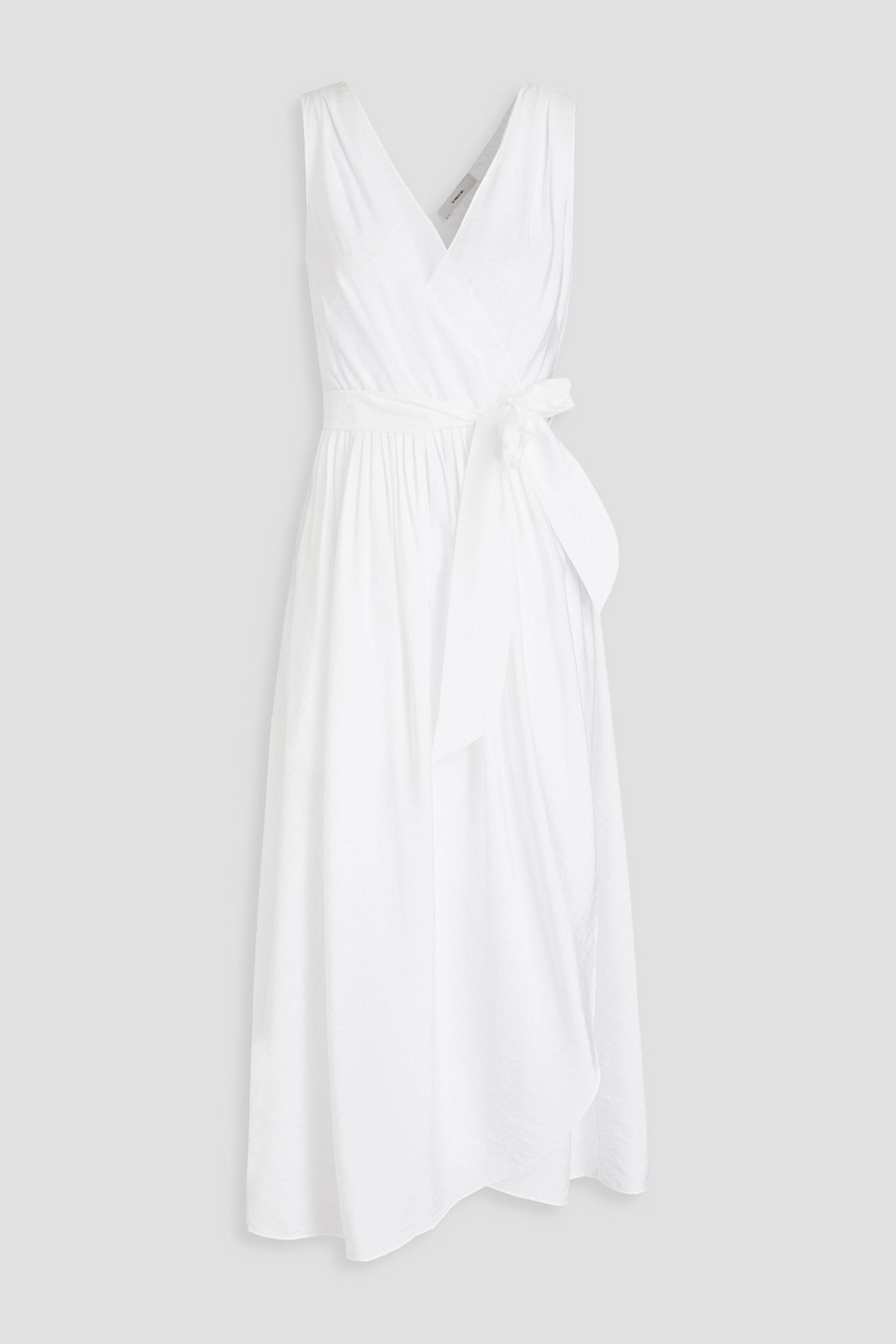 vince. - pleated poplin midi wrap dress - white - m