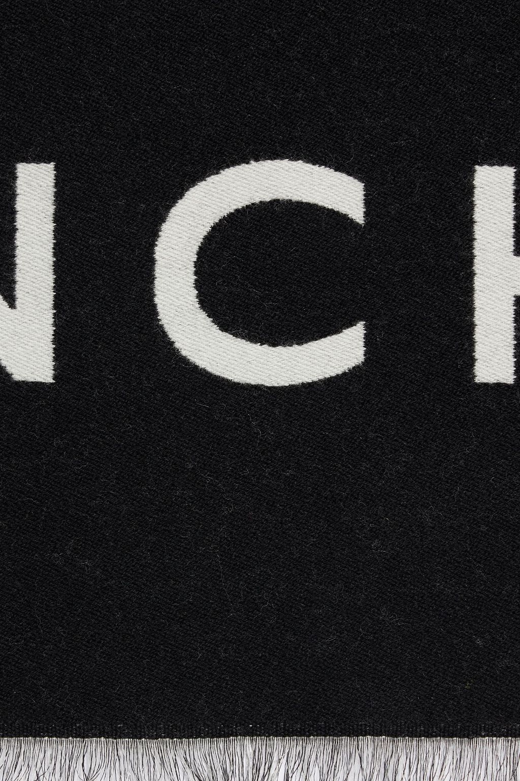 GIVENCHY Reversible frayed jacquard-knit wool and silk-blend scarf
