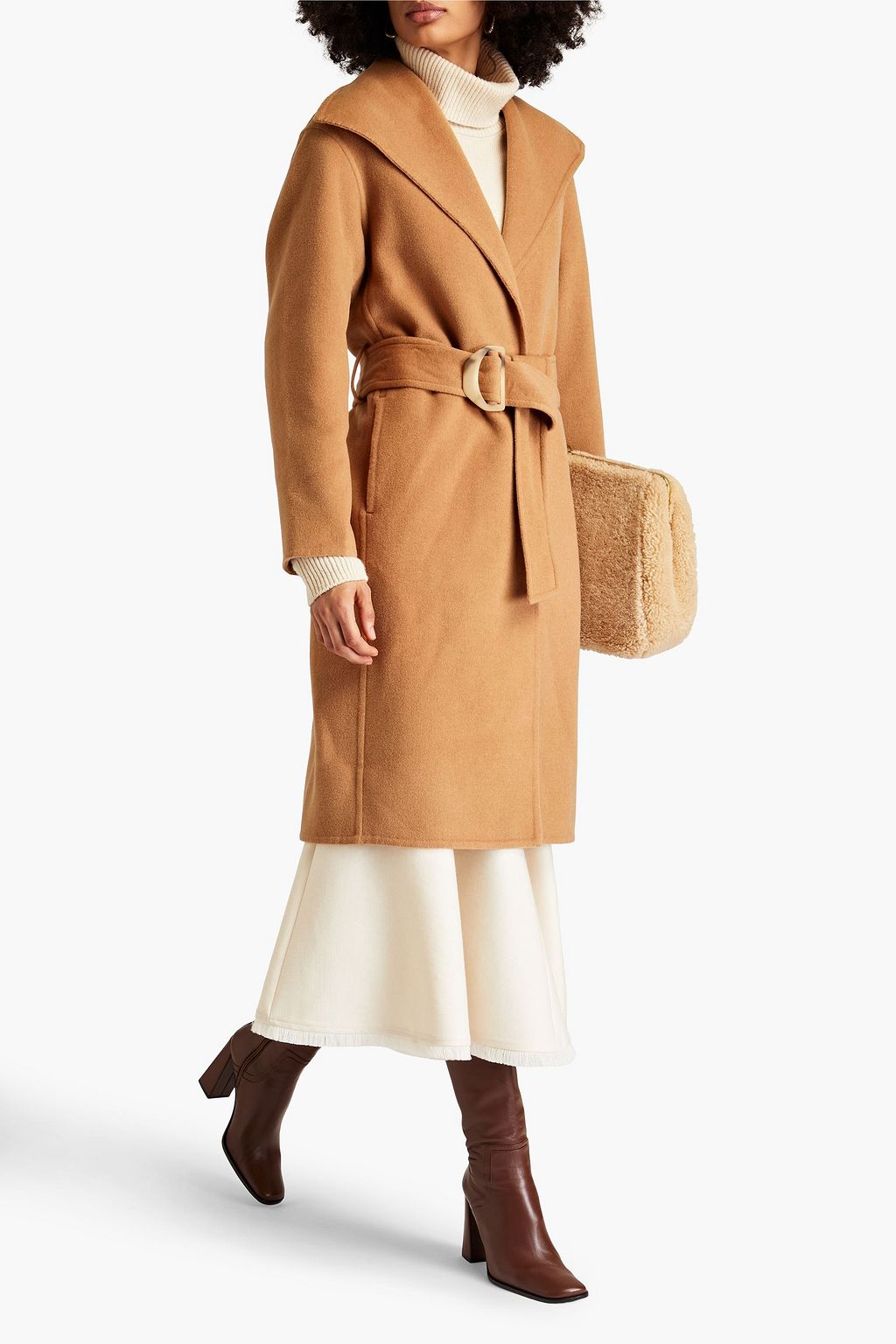 VINCE. Belted wool and cashmere-blend felt coat