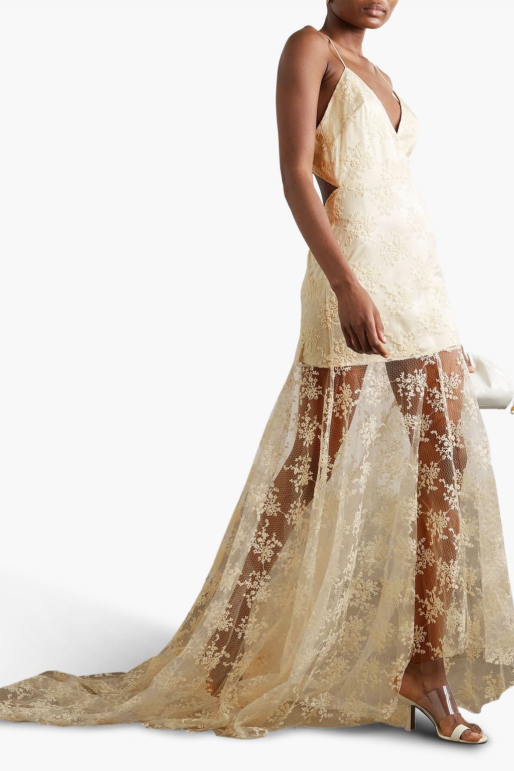 ROTATE BIRGER CHRISTENSEN Miley cutout embroidered lace and satin gown