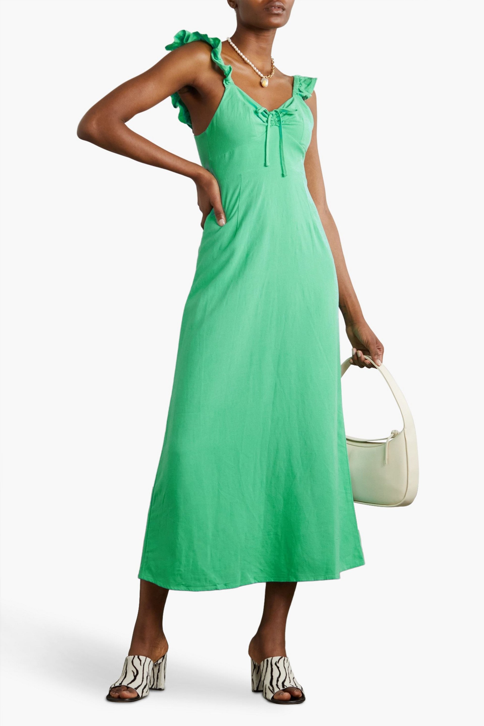 RIXO Cecile ruffled woven midi dress