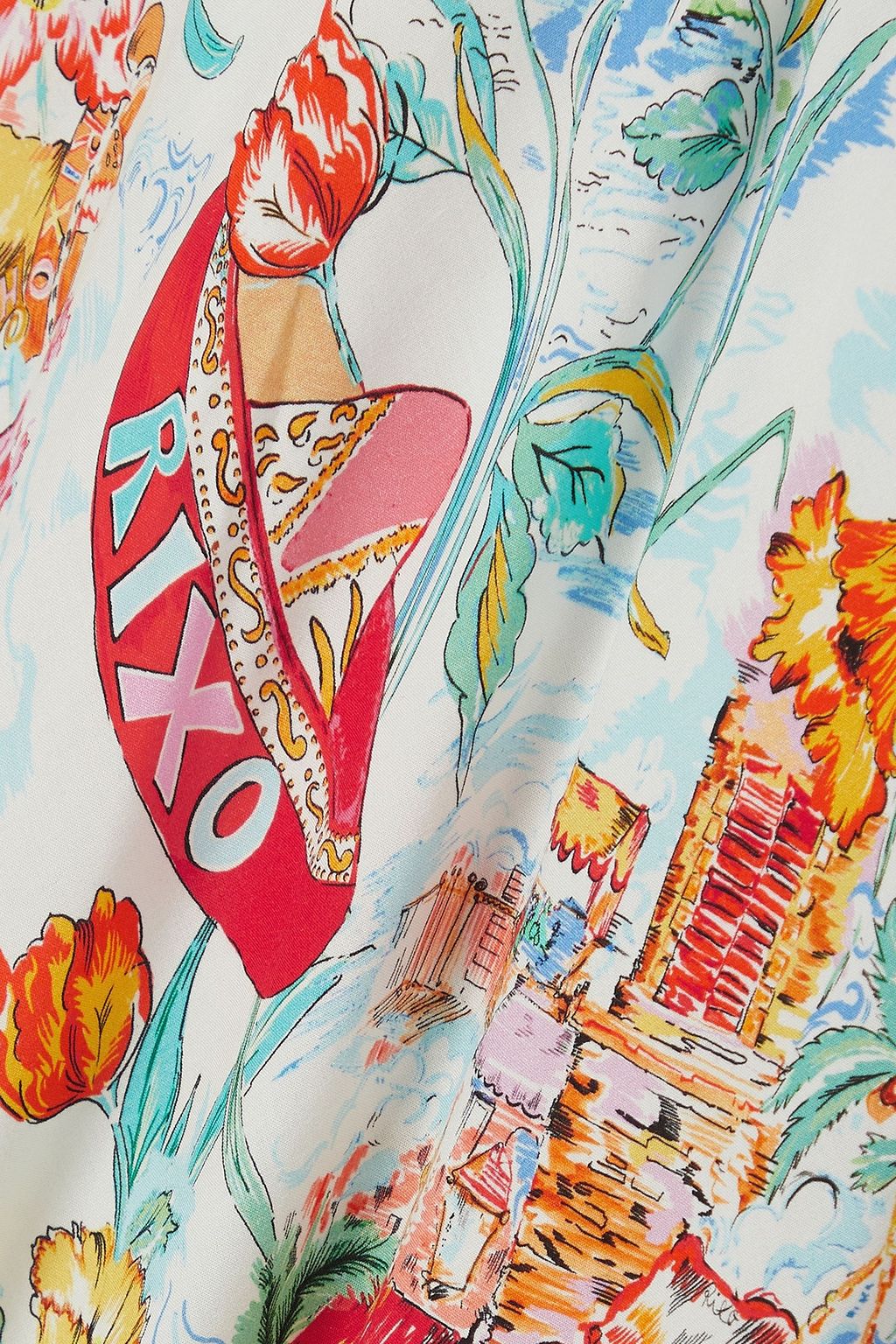RIXO Kelly printed voile midi skirt