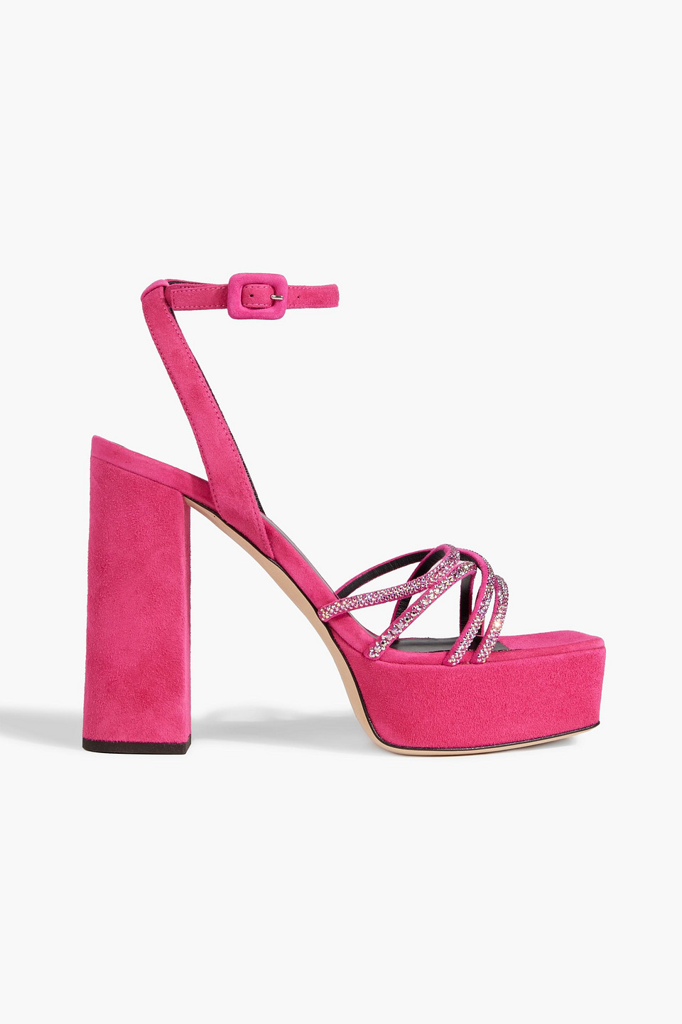 Shop Giuseppe Zanotti Arhama Crystal-embellished Suede Platform Sandals In Fuchsia