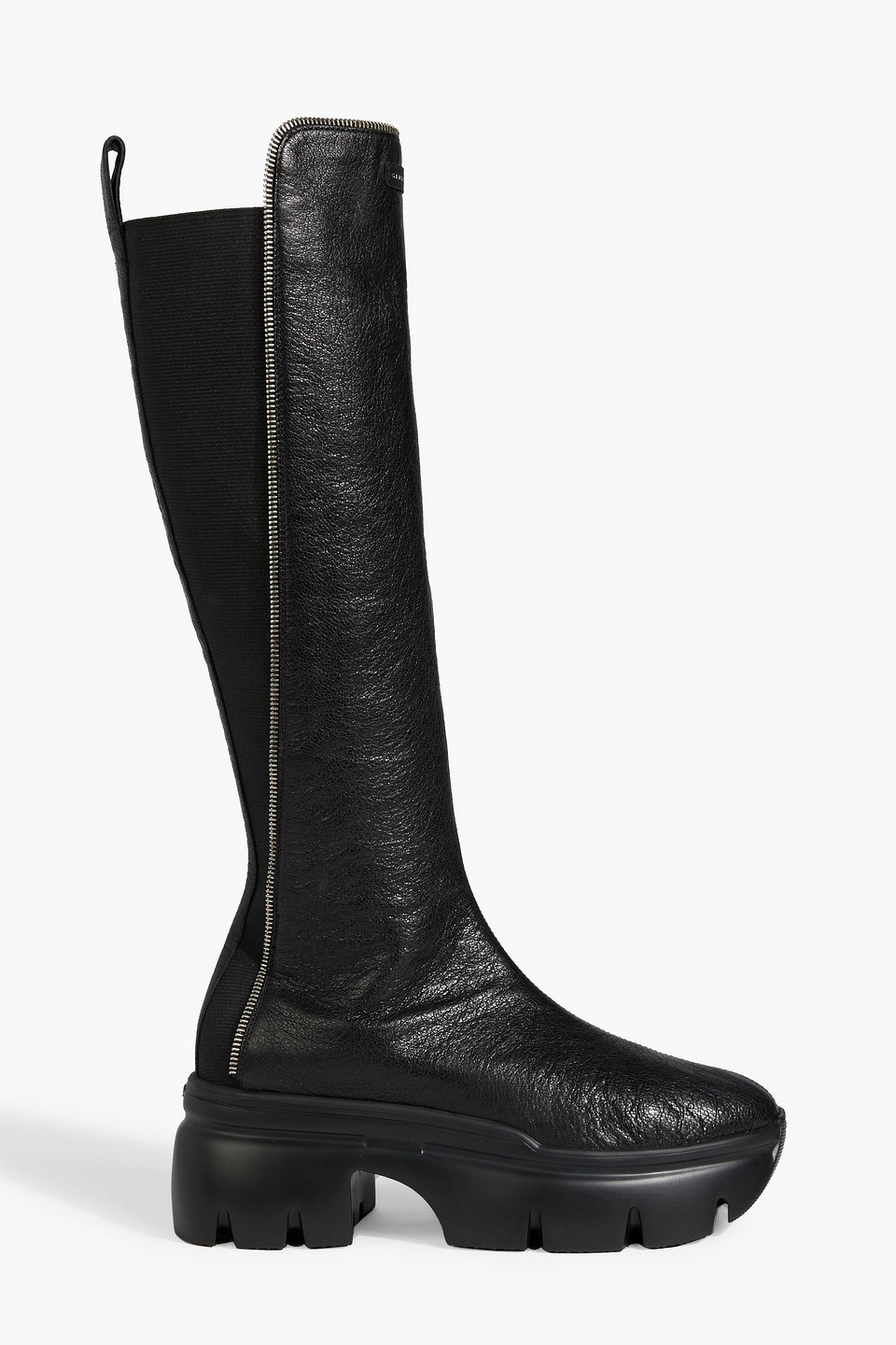 Shop Giuseppe Zanotti Apocalypse 20 Pebbled-leather Knee Boots In Black