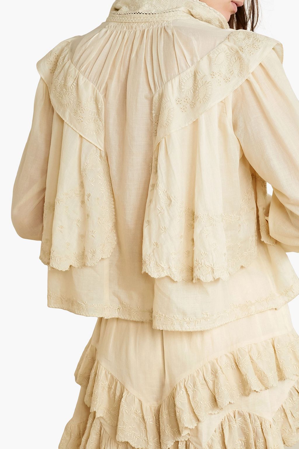 MARANT ÉTOILE Lelmon ruffled embroidered cotton-voile blouse