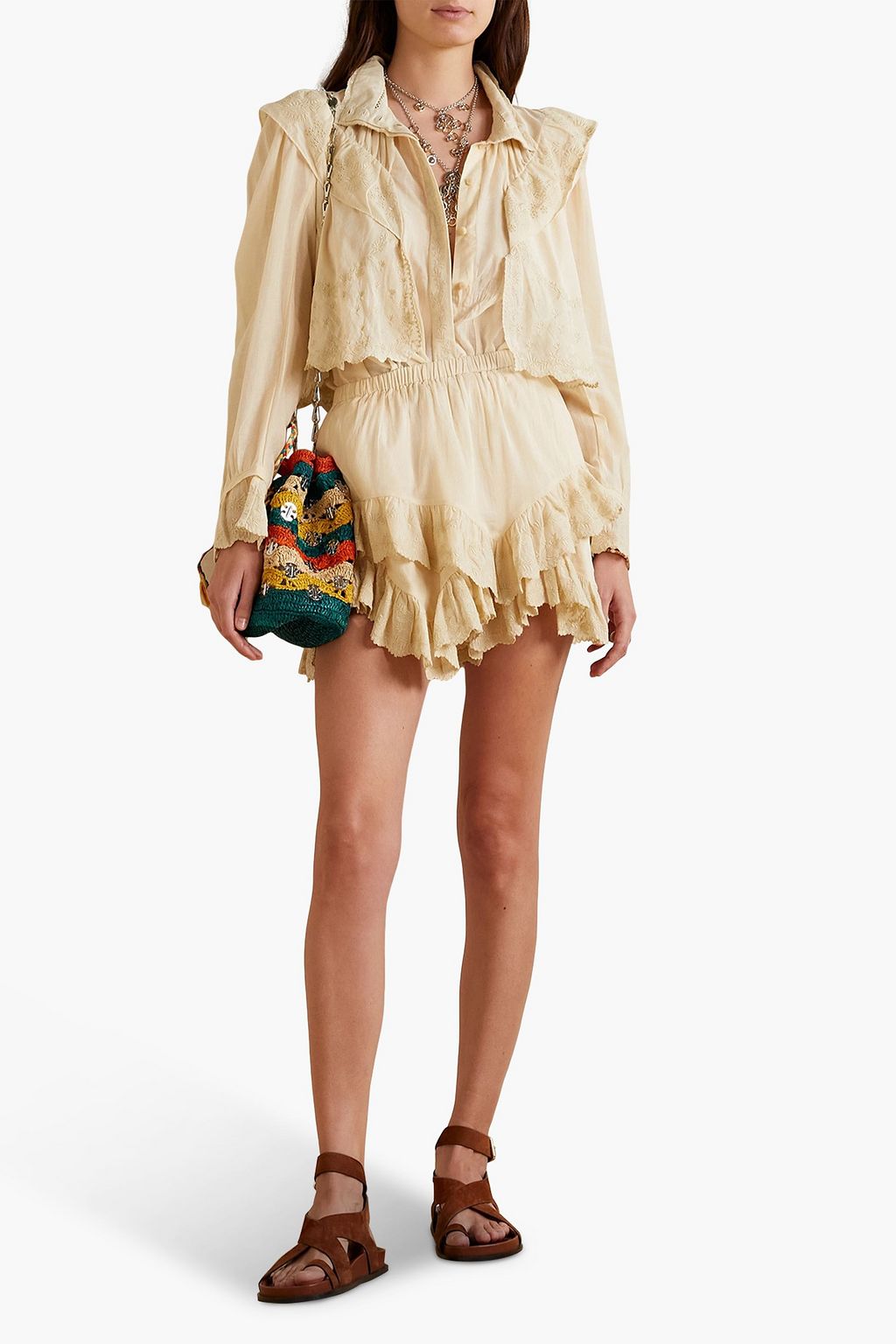 MARANT ÉTOILE Lelmon ruffled embroidered cotton-voile blouse