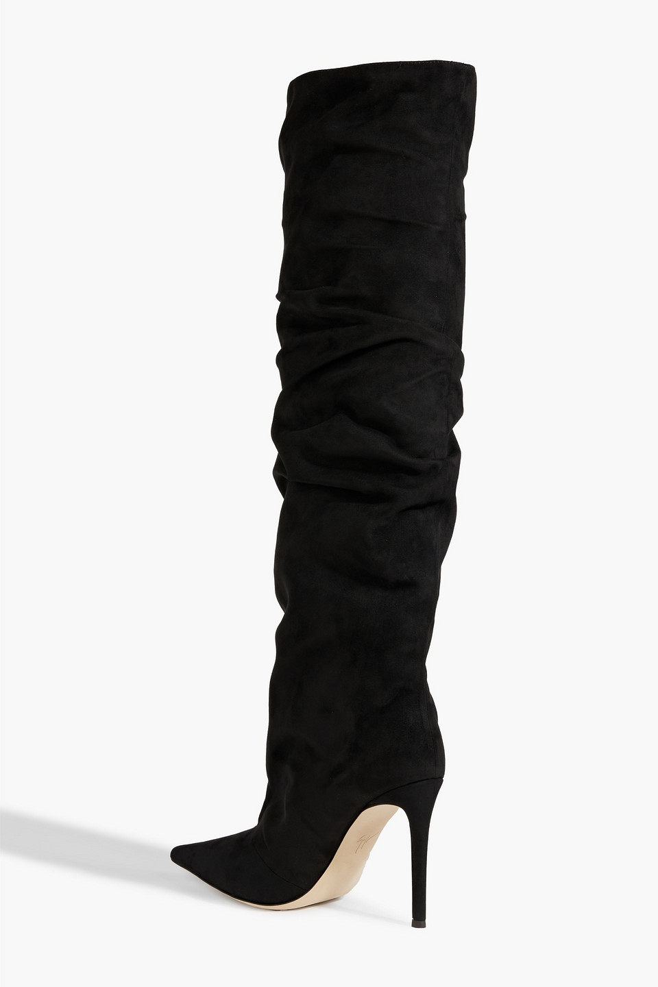 Giuseppe Zanotti Braquel 105 Gathered Faux Suede Over-the-knee Boots In Black