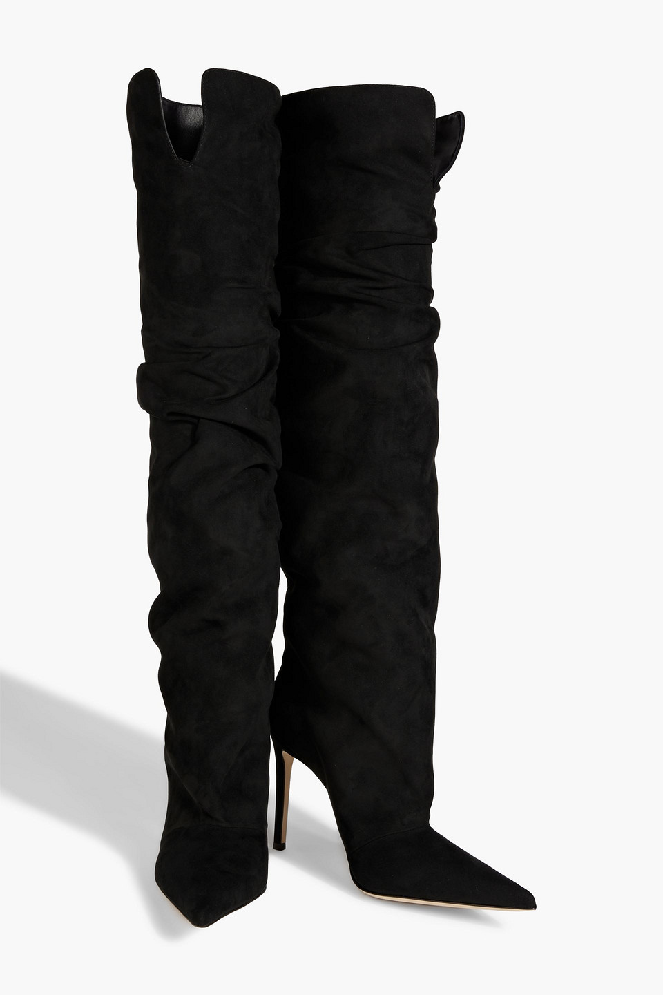 Giuseppe Zanotti Braquel 105 Gathered Faux Suede Over-the-knee Boots In Black