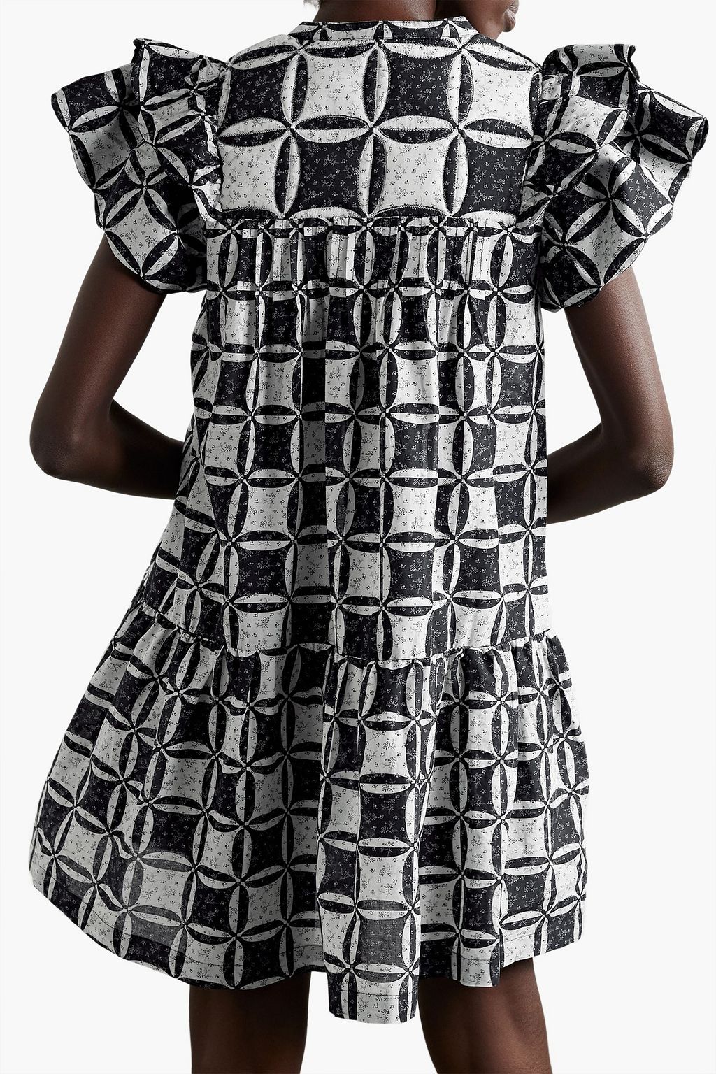 SEA Catalina Calico pleated printed cotton-voile mini dress