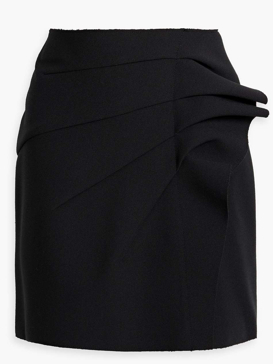 ruffled pleated crepe mini skirt