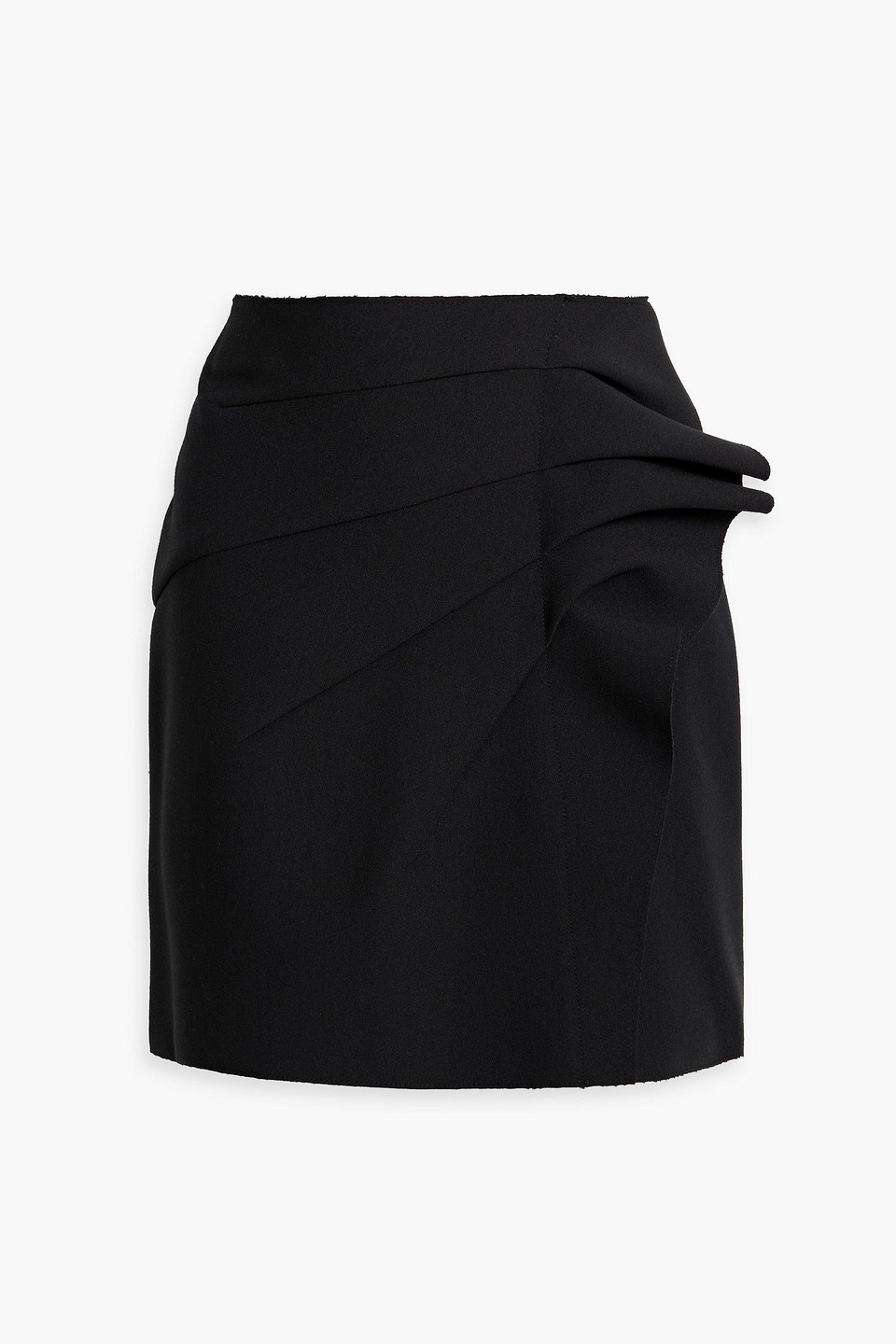 Ruffled pleated crepe mini skirt