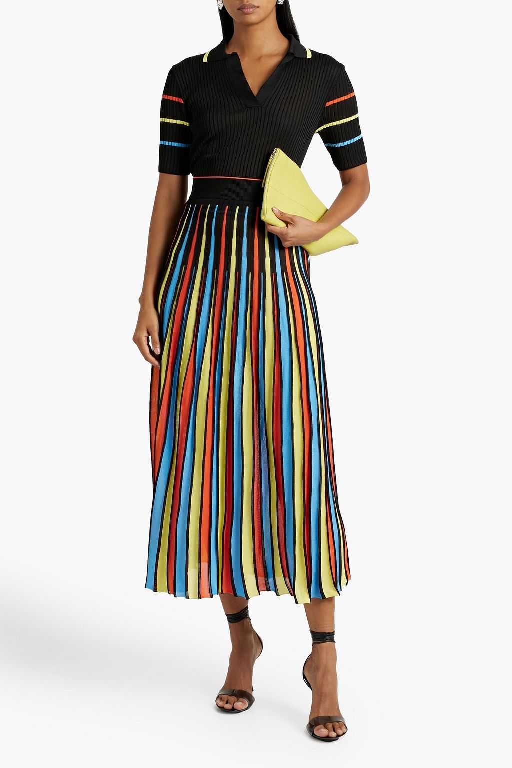 MSGM تنورة متوسطة الطول محبوكة بتصميم مخطط