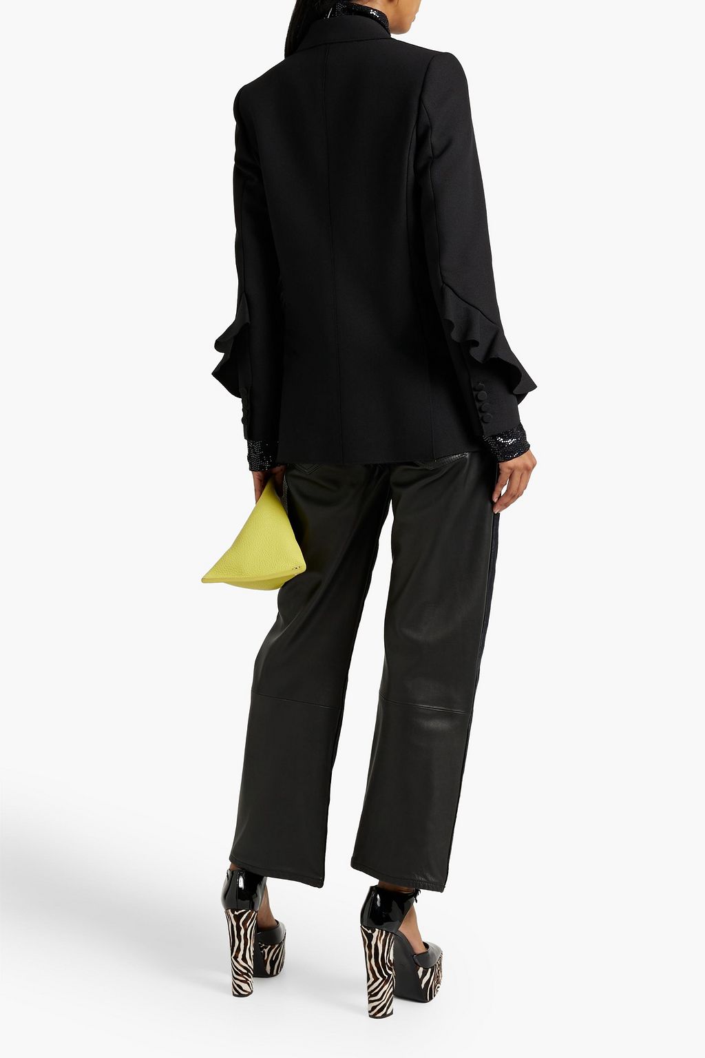 MSGM Double-breasted ruffled crepe blazer