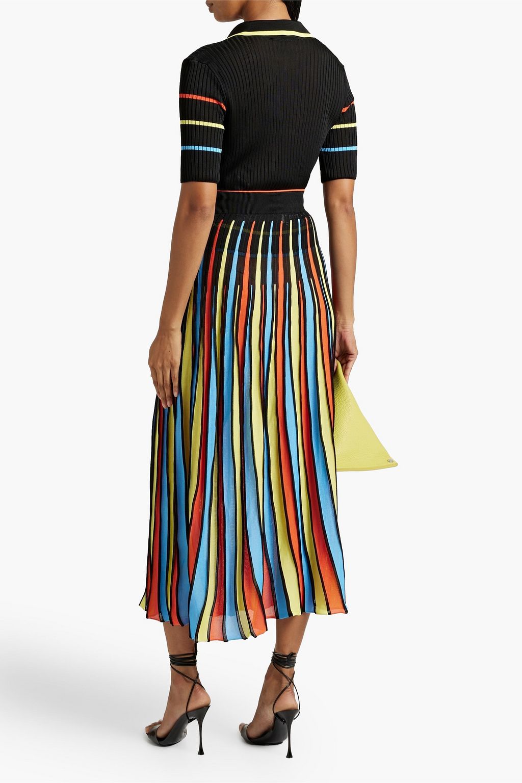 MSGM Striped ribbed-knit polo sweater